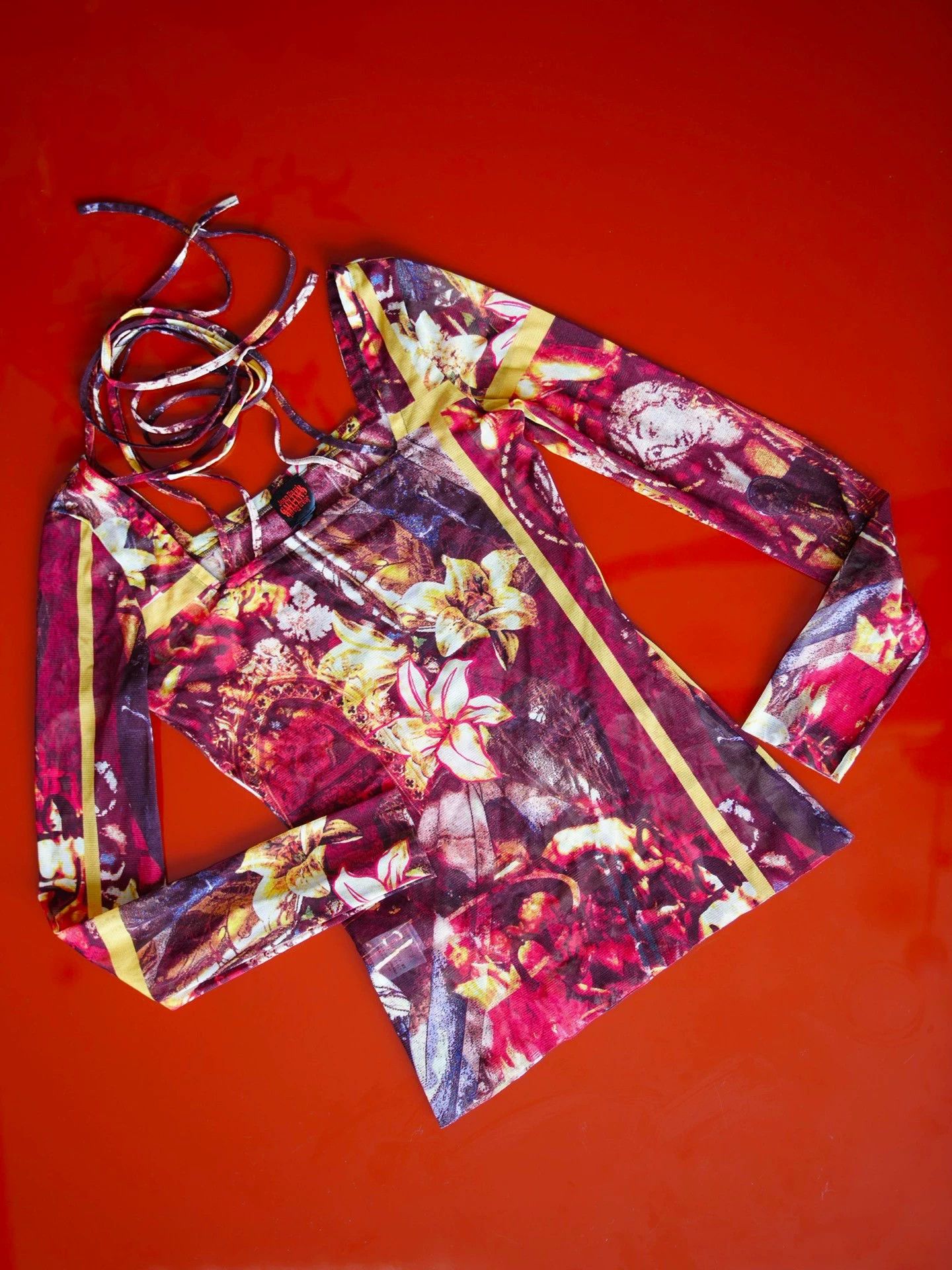 Jean Paul Gaultier JPG Y2K Printed Tulle Longsleeve T-Shirt Wmns Japan Size M / US 6-8 / IT 42-44 - 2 Thumbnail
