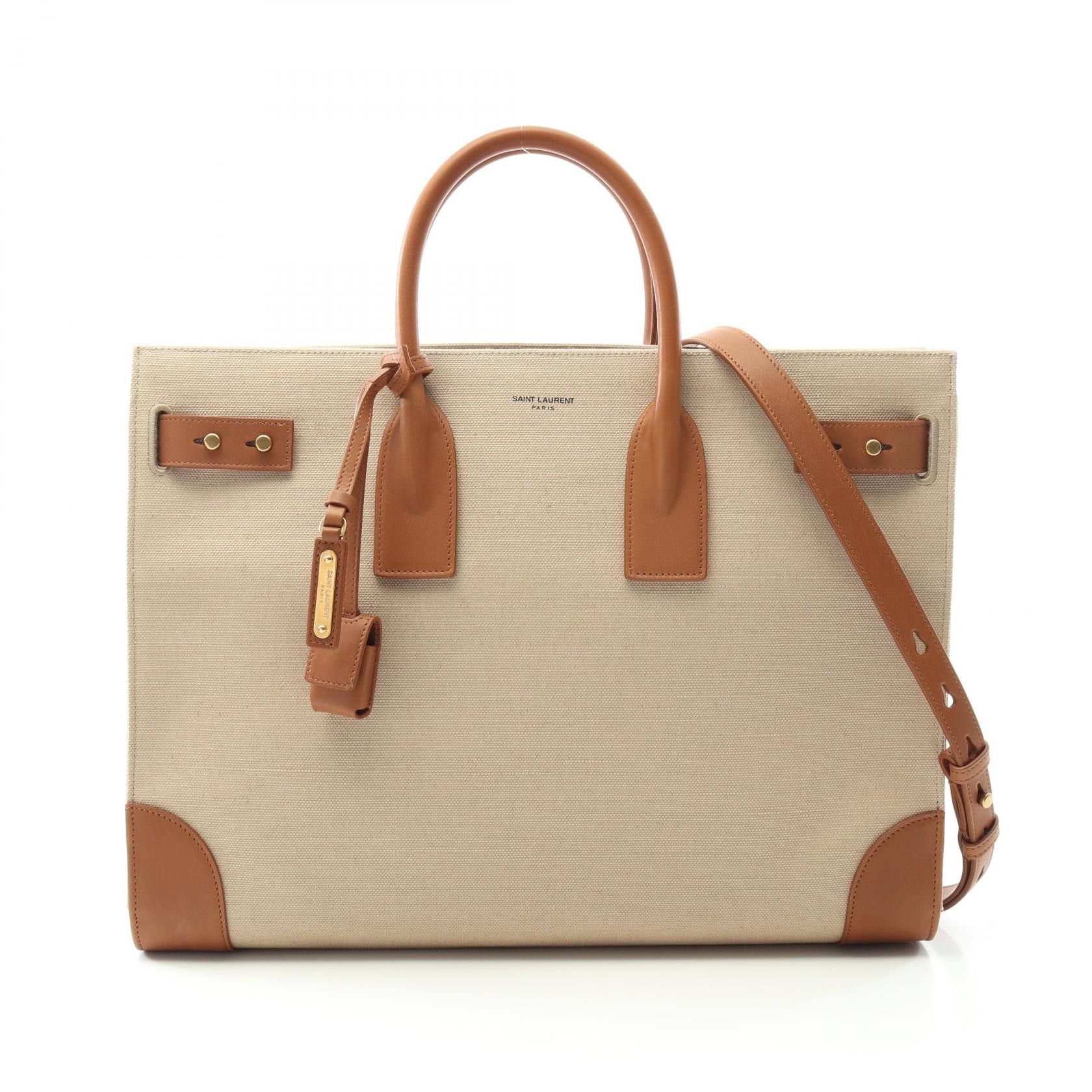 YVES Saint Laurent Sac De Jour Canvas Leather Tote Bag Canvas Tote Bag 781934Fac7T9856 in Beige, Women's