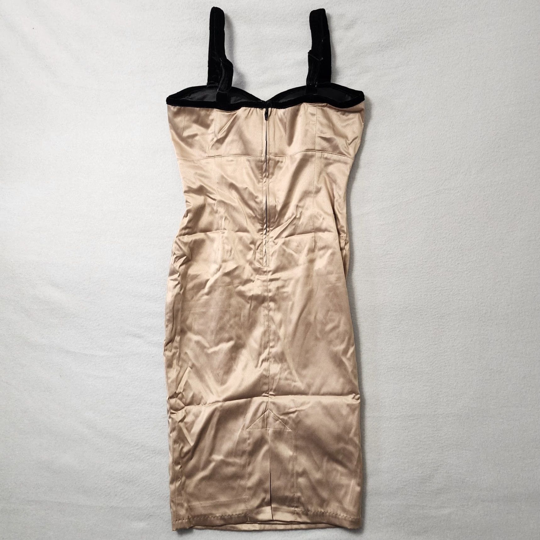 Vintage Pinup Girl Clothing Courtesan Wiggle Dress Satin Retro Rockabilly Belt Pencil Dress Bodycon Size Small Champagne Women Size S / US 4 / IT 40 - 3 Thumbnail
