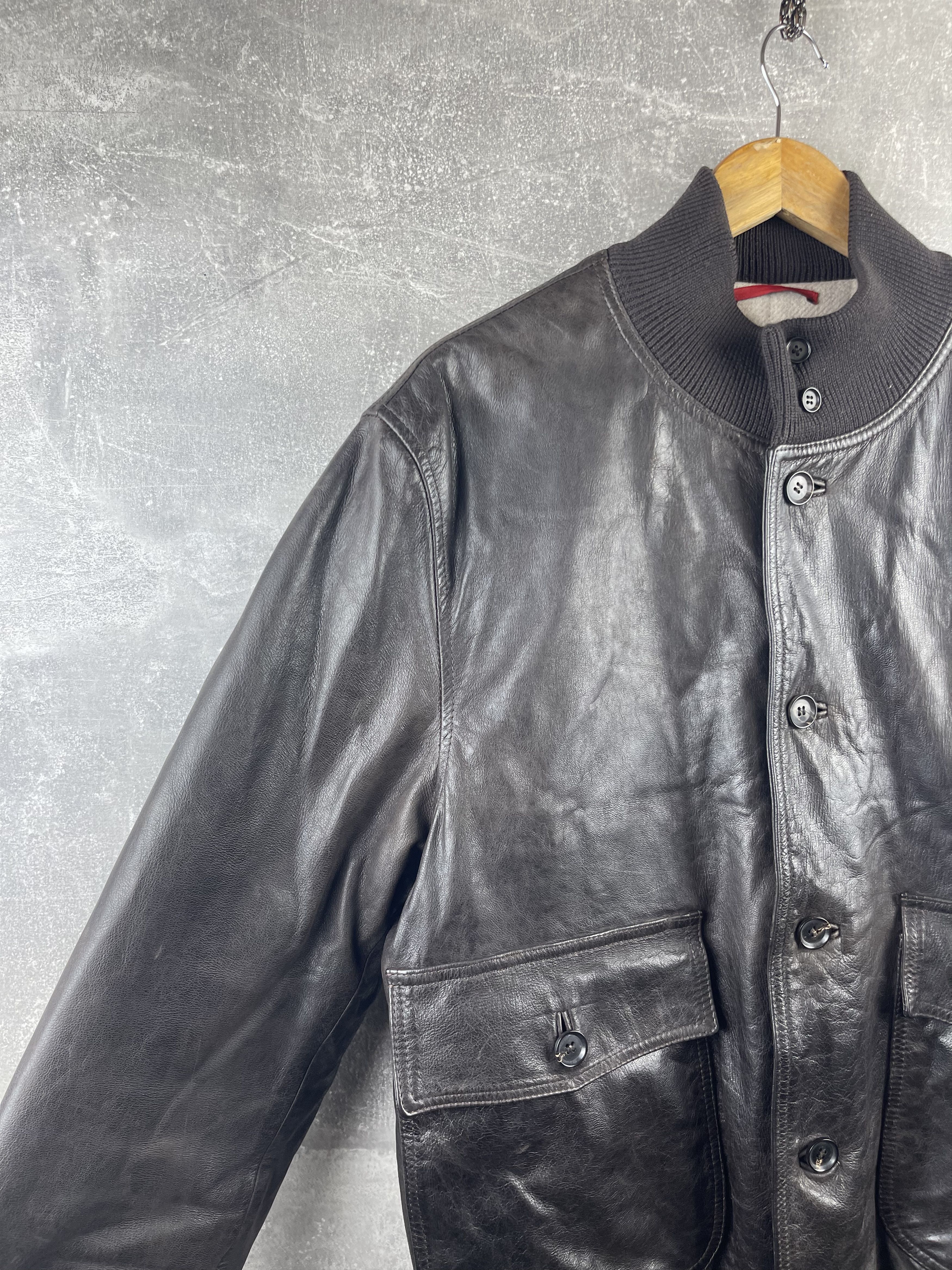 Isaia ISAIA Napoli vintage leather bomber jacket cashmere/viscosa Size US L / EU 52-54 / 3 - 4 Thumbnail
