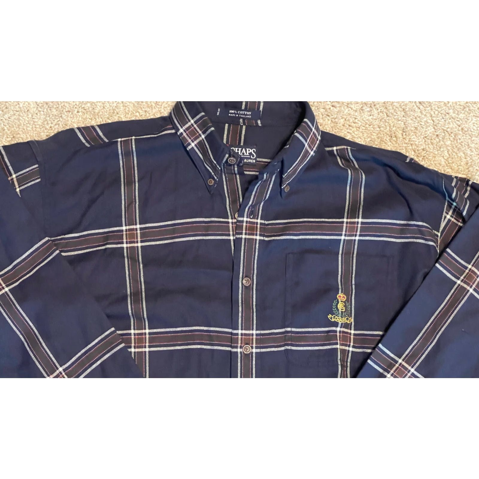 Ralph Lauren Ralph Lauren Chaps Button-Down Shirt - Shirt - Adult Medium - Blue Striped Cotton - Logo Embroidered - Regular Fit - Men Size US M / EU 48-50 / 2 - 2 Thumbnail