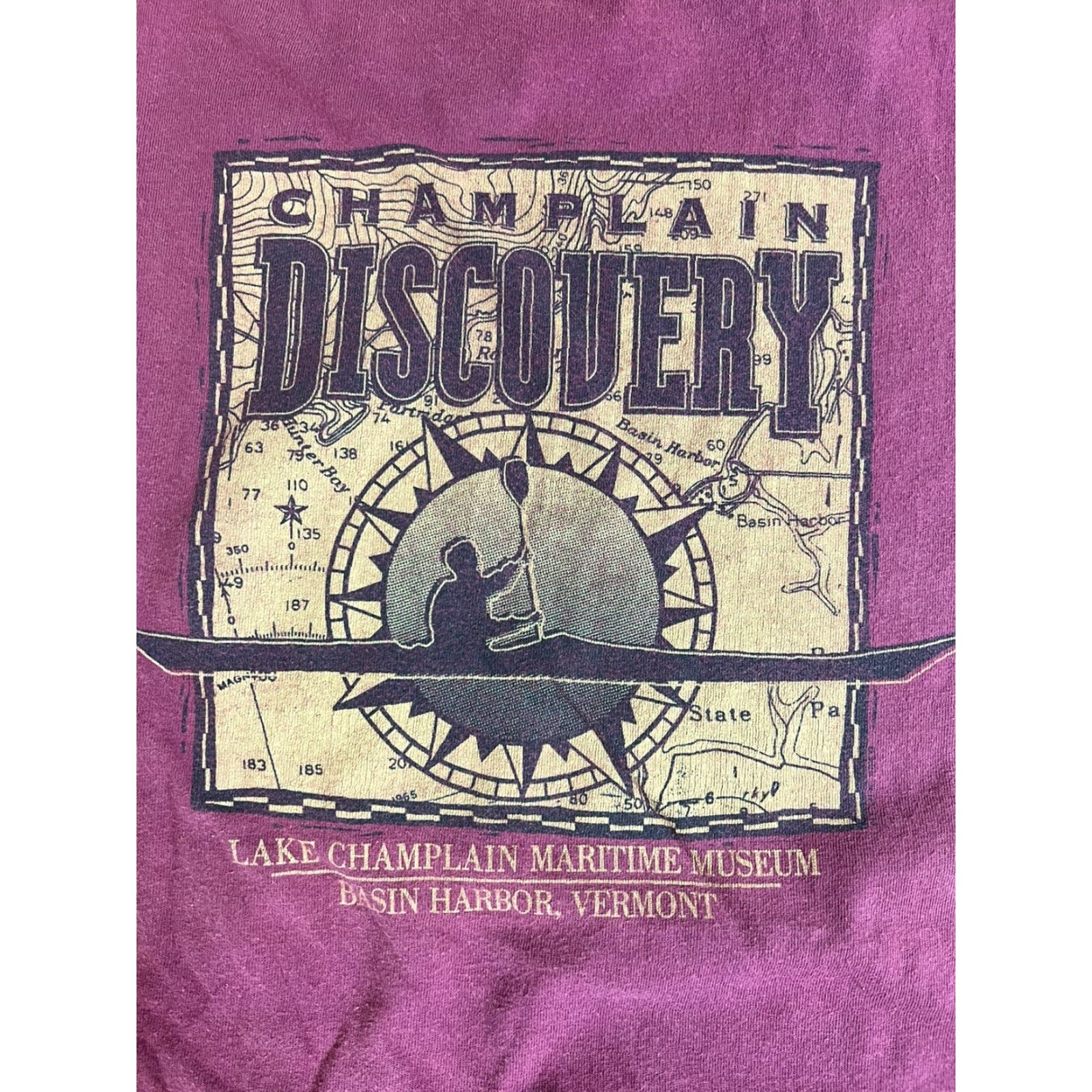 Vintage VINTAGE Oneita Men’s XL Red T-Shirt, Crew Neck, Short Sleeve, Cotton, Classic Fit, Regular Size, Maritime Theme, Lake Champlain Museum, Men’s, L as Is Size US XL / EU 56 / 4 - 3 Thumbnail