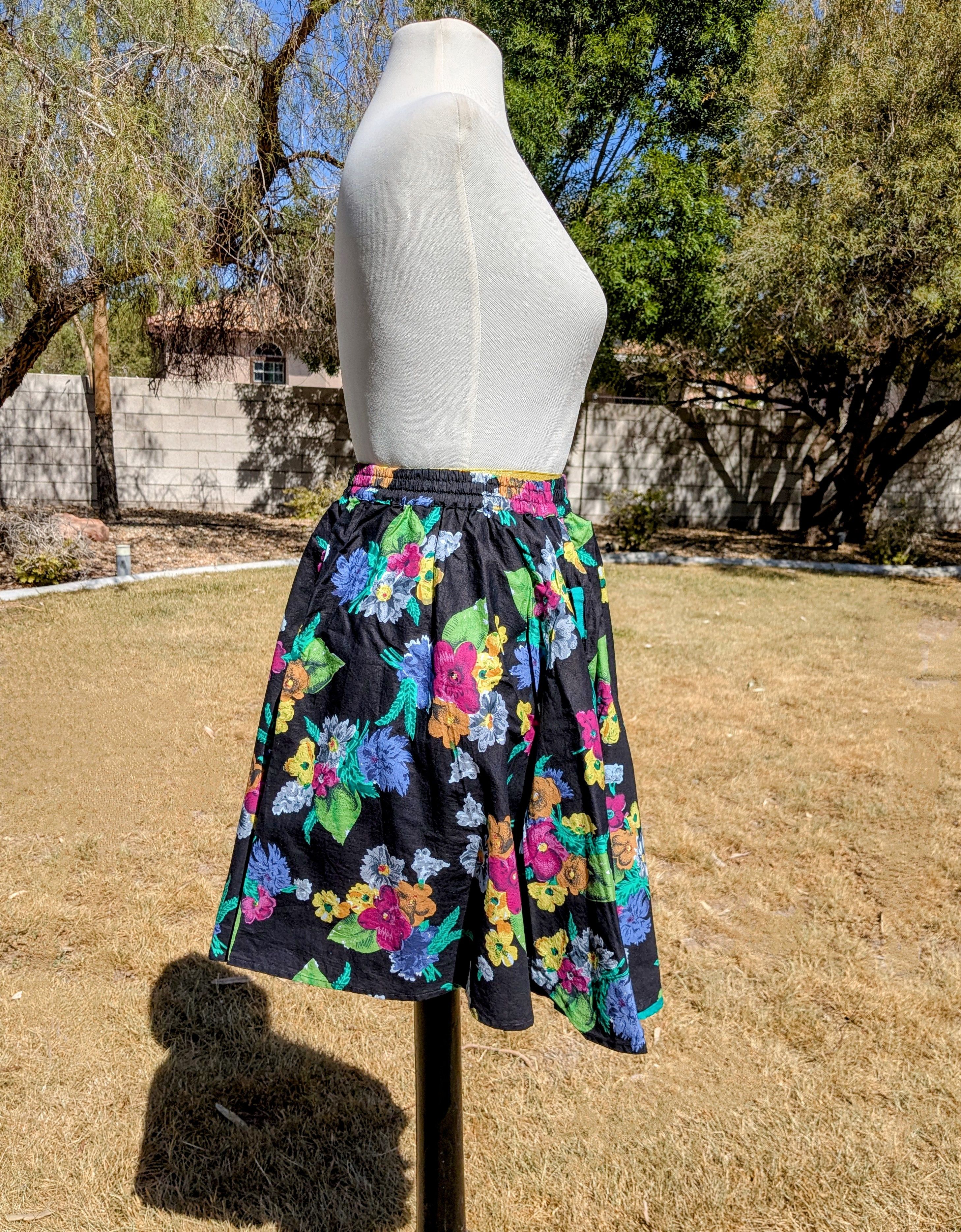 Designer Floral Elastic Waist VTG 1980's Little Sister Skirt Size 24" / US 00 / IT 34 - 4 Thumbnail