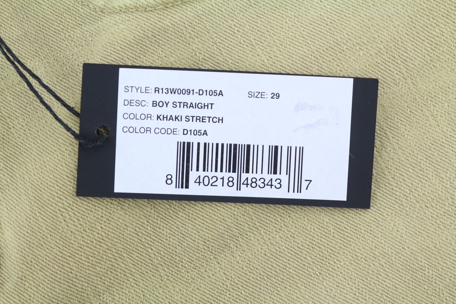 R13 BOY STRAIGHT 29 Washed Khaki Stretch Ankle Length 84435 Size 29" - 7 Thumbnail