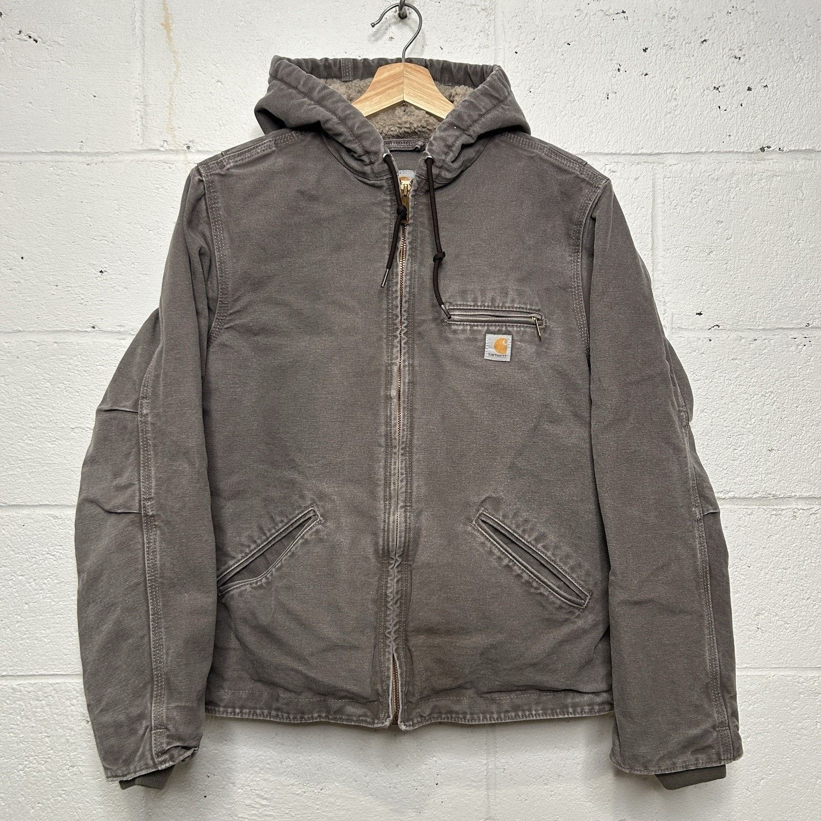 Carhartt Y2K Carhartt Sherpa-Lined Hooded Detroit Jacket “Gray” WJ141 Size M / US 6-8 / IT 42-44 - 1 Thumbnail