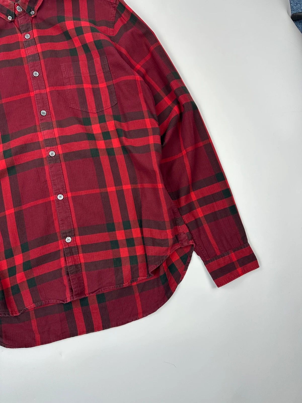 Burberry Burberry 00’s Red & Black Checkered Tartan Longsleeves Shirt Size US L / EU 52-54 / 3 - 4 Thumbnail