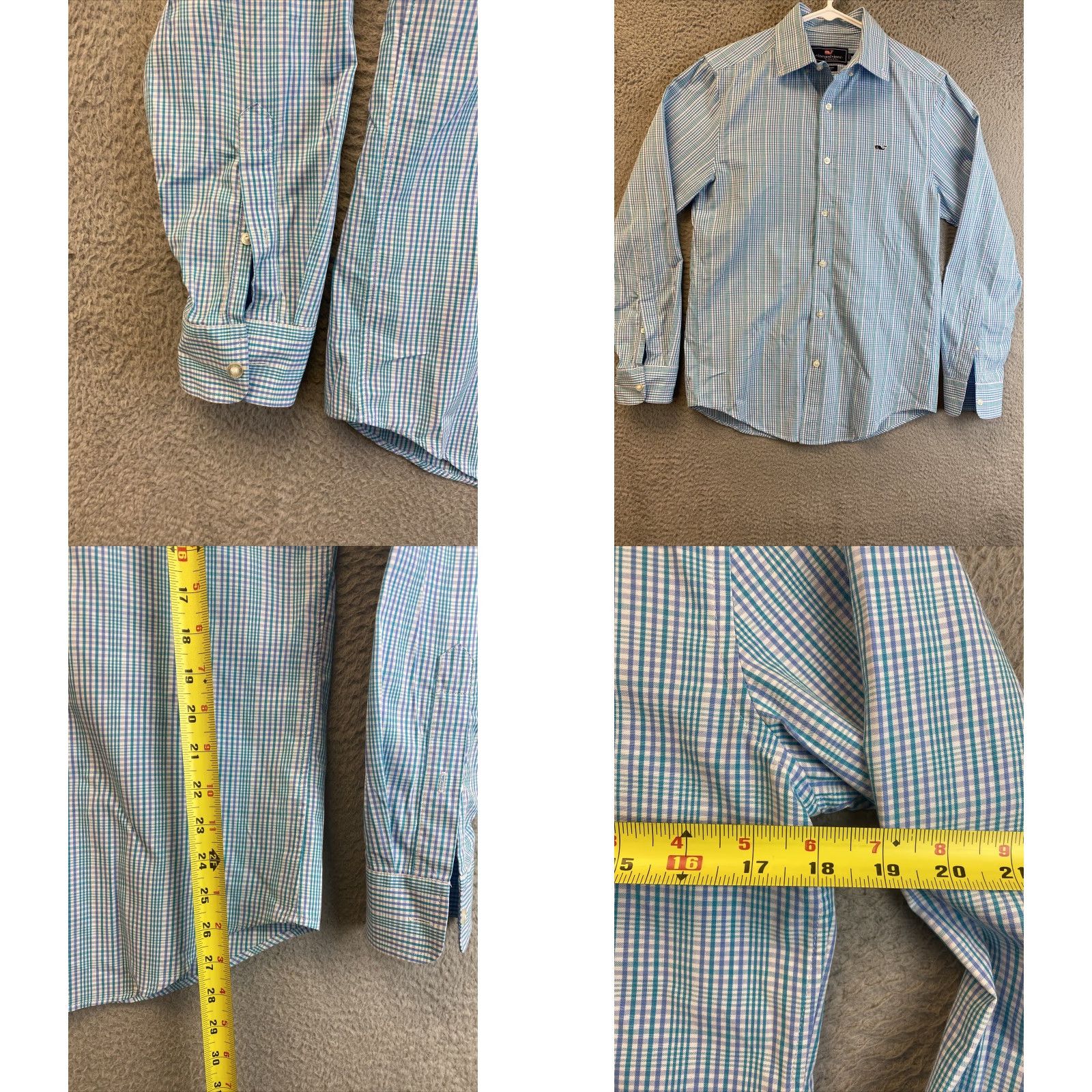 Vineyard Vines VINEYARD VINES Shirt Men XS Button-Up Long Sleeve Striped Blue Aqua New with Logo - Classic Fit Adults Mens Size US XS / EU 42 / 0 - 8 Thumbnail