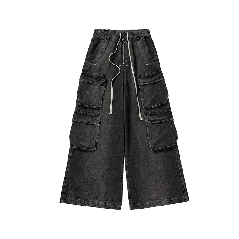 Designer × Japanese Brand × Jean Hombre Drawstring Elastic Baggy Cargo Jeans Size US 32 / EU 48 - 5 Thumbnail