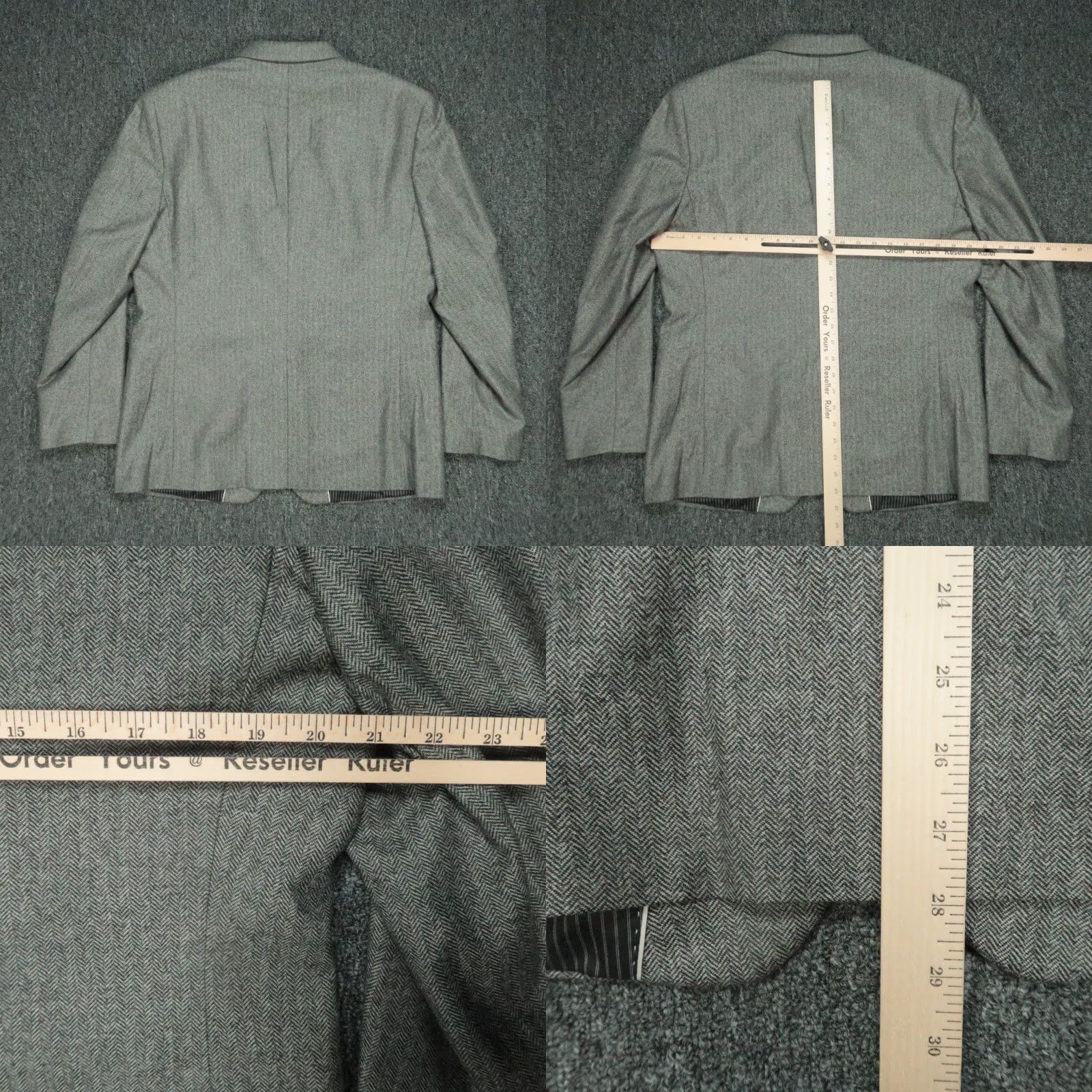 Banana Republic Banana Republic Blazer Men 42S Gray Herringbone Slim Wool Two-Button Notch Lapel Vintage No Size 42R - 8 Thumbnail