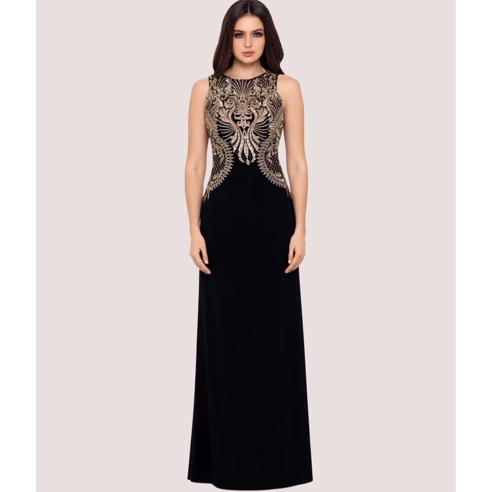 Vintage Betsy & Adam Womens Embellished Bodice Gown Dress, charcoal, 2 Size XS / US 0-2 / IT 36-38 - 1 Thumbnail