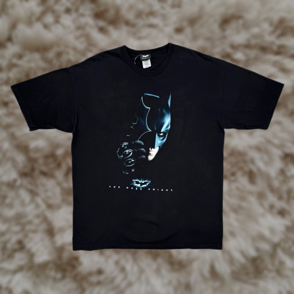 VINTAGE Batman The Dark Knight Movie Promo T-Shirt Mens XL Shirt Regular Crew Neck Black Cotton Short Sleeve Graphic Print Batman 2008 Movie Mens XL