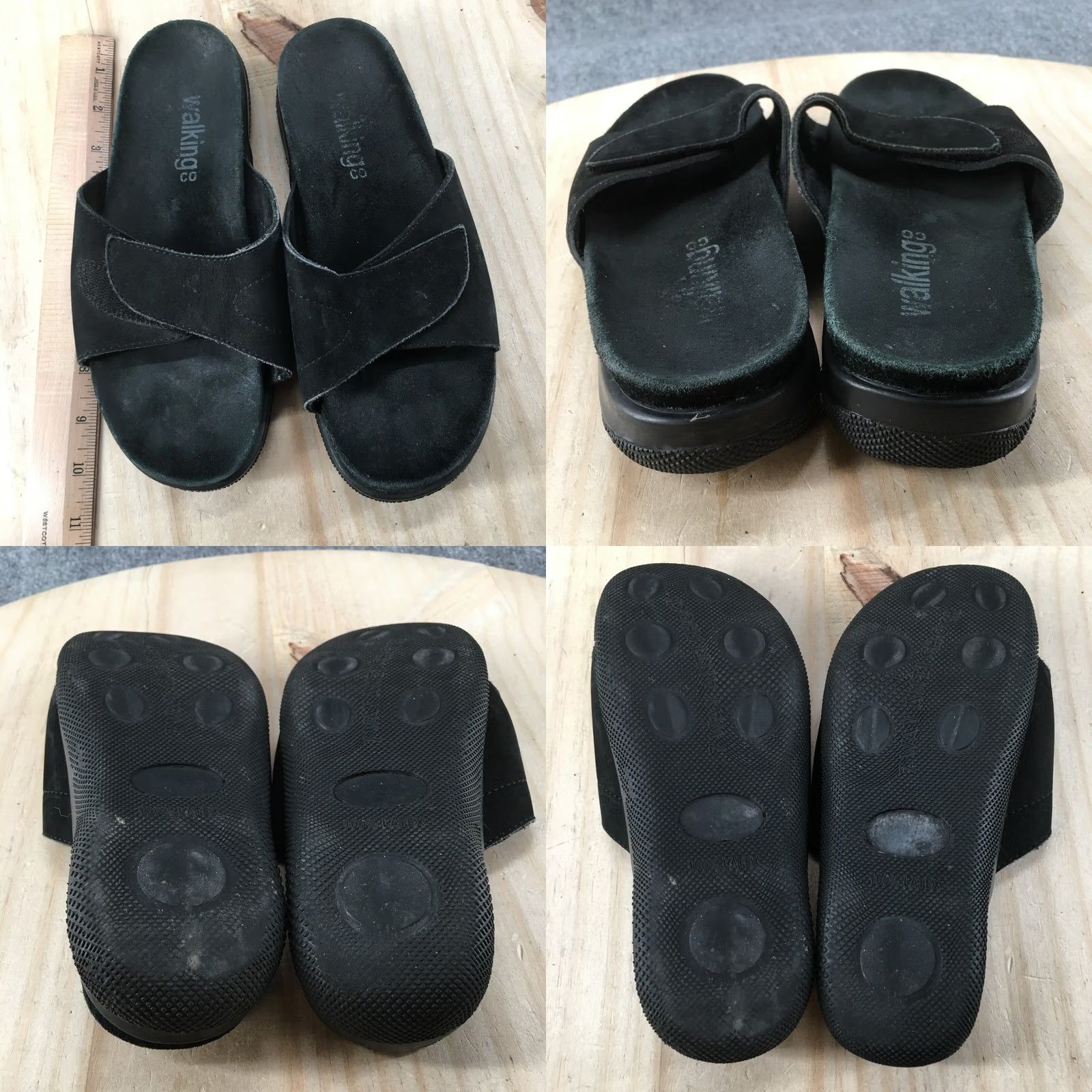 CO Walking Co Sandal Womens 37 Black Open Toe Slide Slip-On Leather Comfort Casual Womens Shoes Size US 7 / IT 37 - 8 Thumbnail