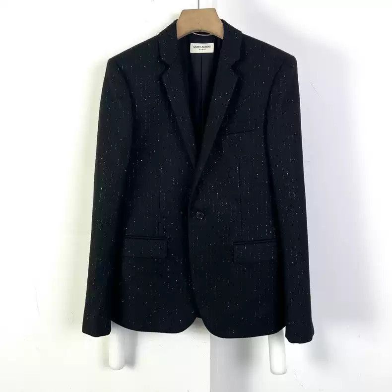 Saint Laurent Paris Saint Laurent Silver striped black suit jacket-2506 Size US XL / EU 56 / 4 - 2 Thumbnail