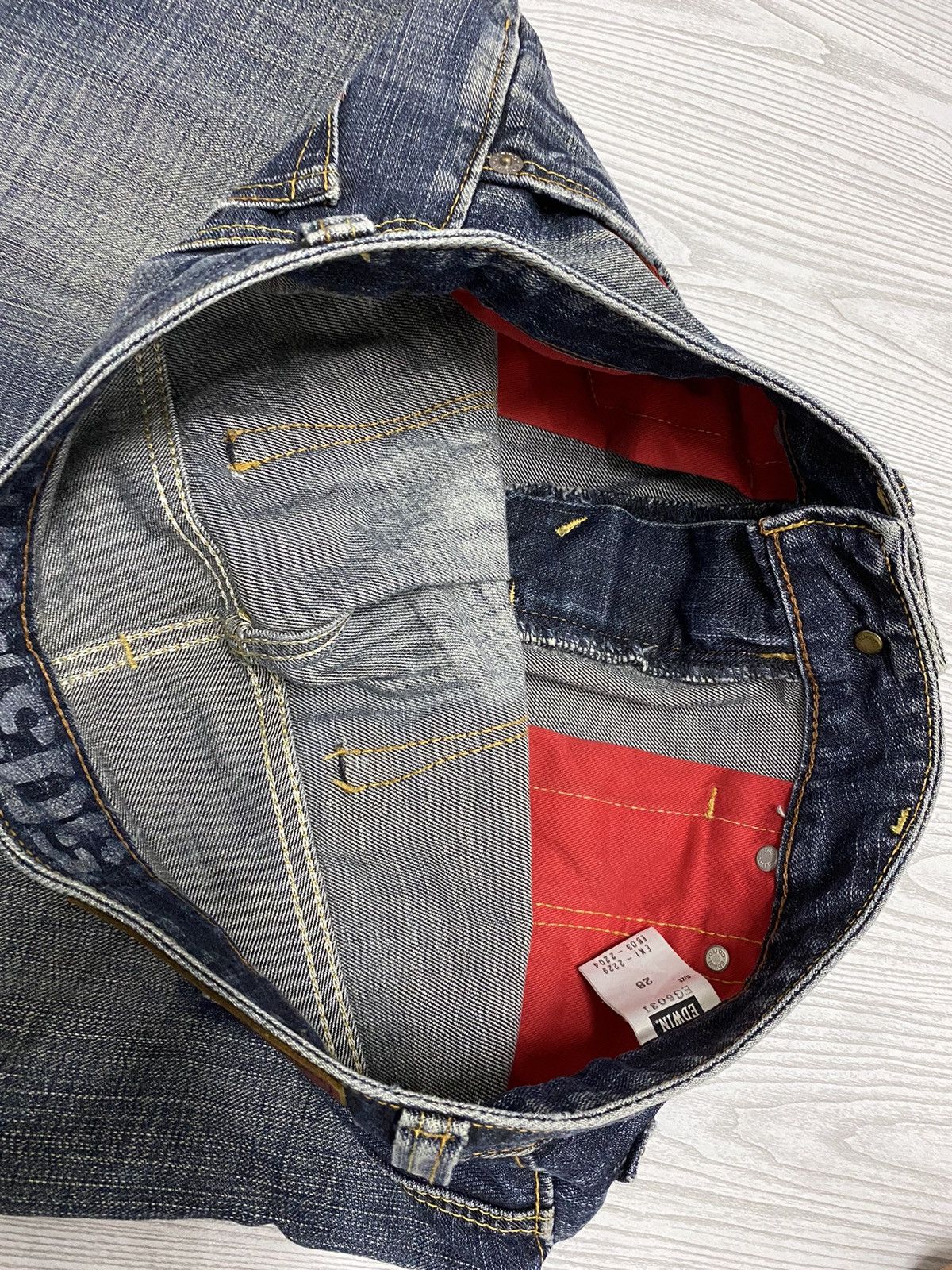 20471120 × Edwin × Japanese Brand Edwin 503 Bootcut Blue Trip Edgeline Washed Denim Size US 30 / EU 46 - 18 Thumbnail