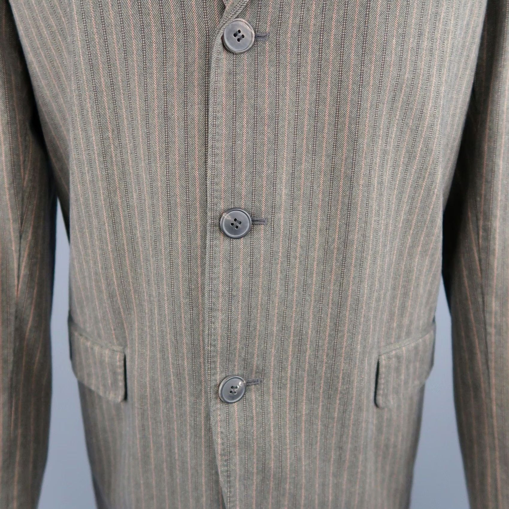 Dries Van Noten DRIES VAN NOTEN Sport Coat Size 38 Brown Cotton Herringbone Stripe Mens Size US XXS / EU 40 - 3 Thumbnail