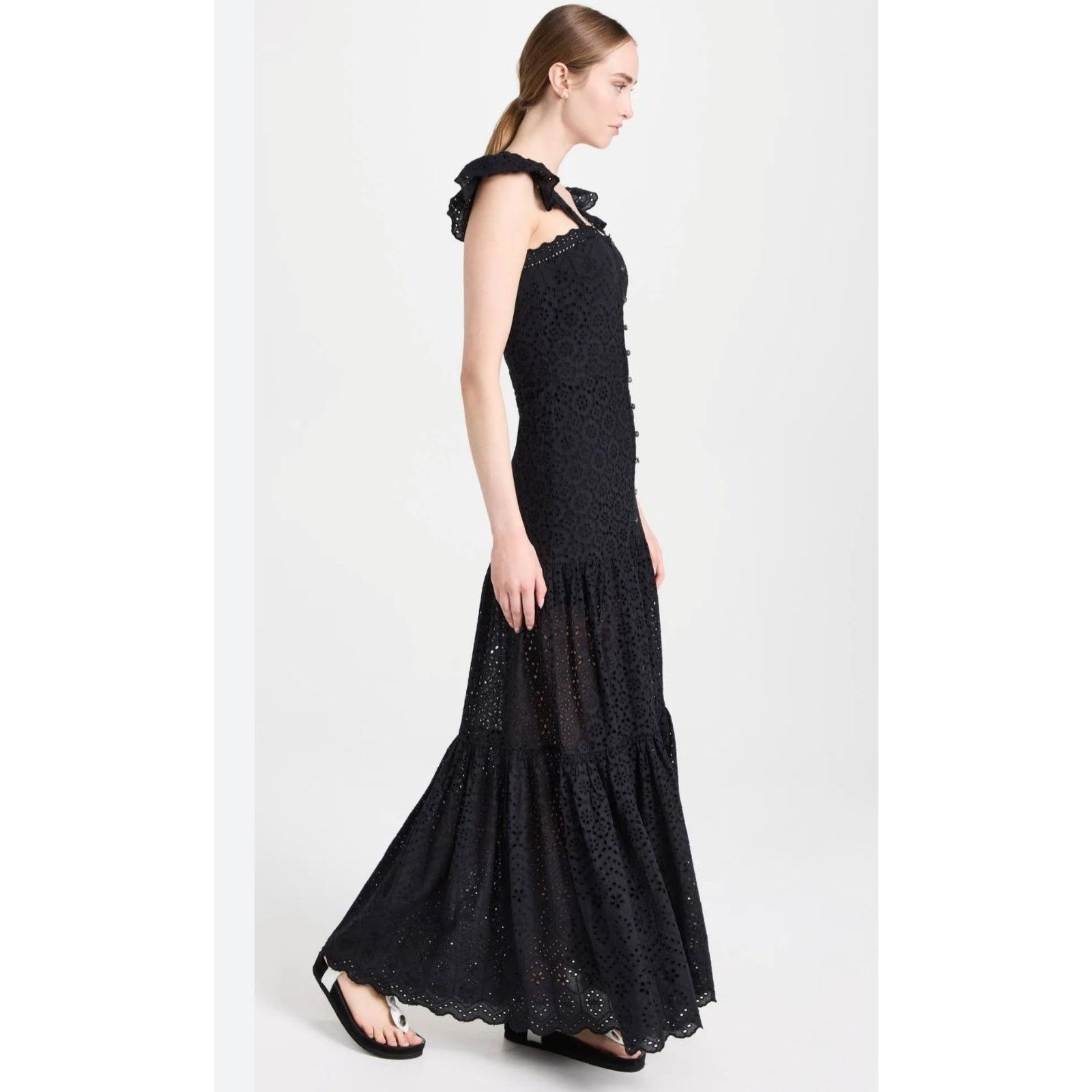 Veronica Beard Veronica Beard Aislin Eyelet Cotton Tiered Maxi Long Dress10 Size L / US 10 / IT 46 - 3 Thumbnail