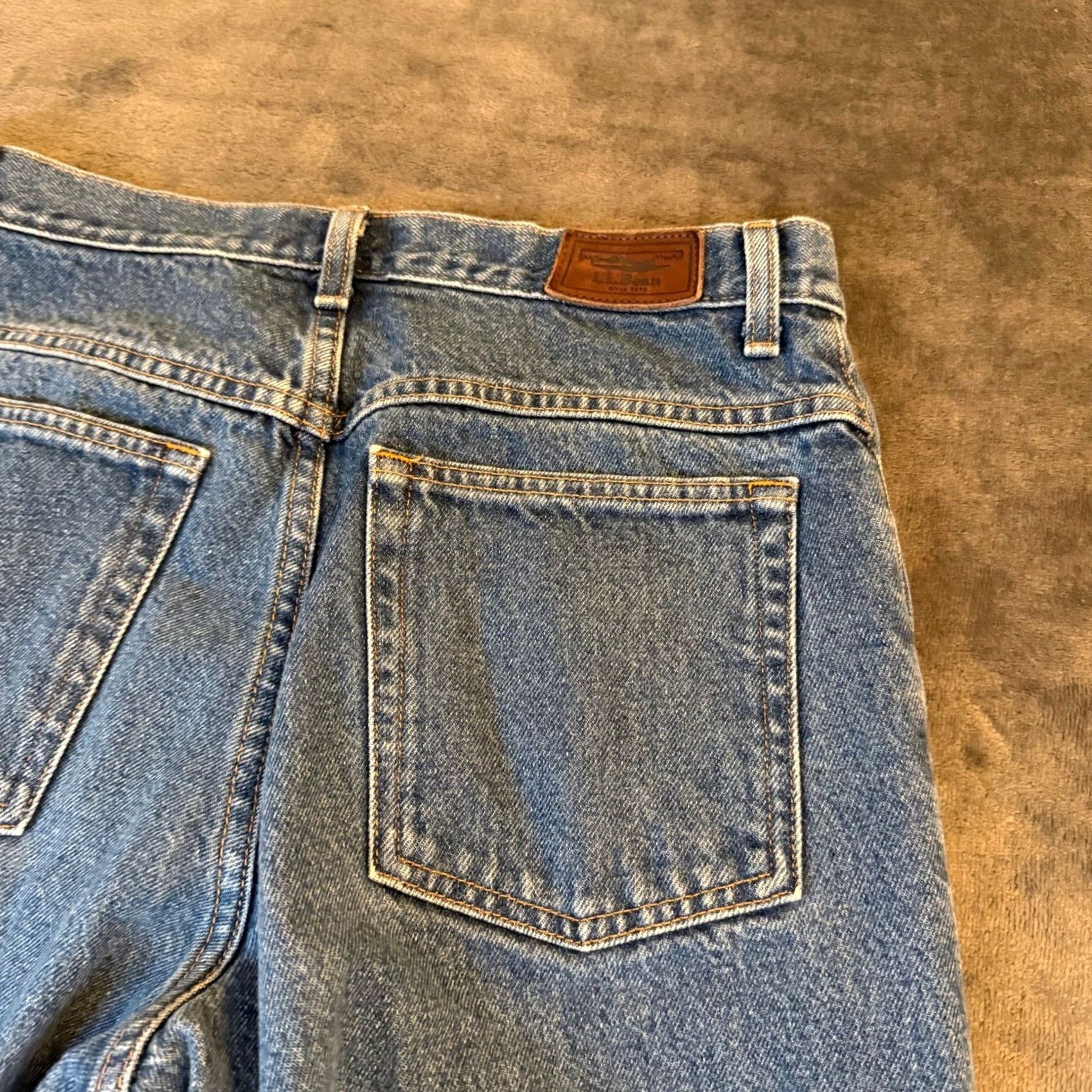 Vintage LL Bean Jeans Womens 12 Petite High Rise Straight Leg Blue 30x27.5" Classic Fit Denim 5-Pocket Button Zip Easy Care Modern N/A Size 34" / US 12 / IT 48 - 3 Thumbnail