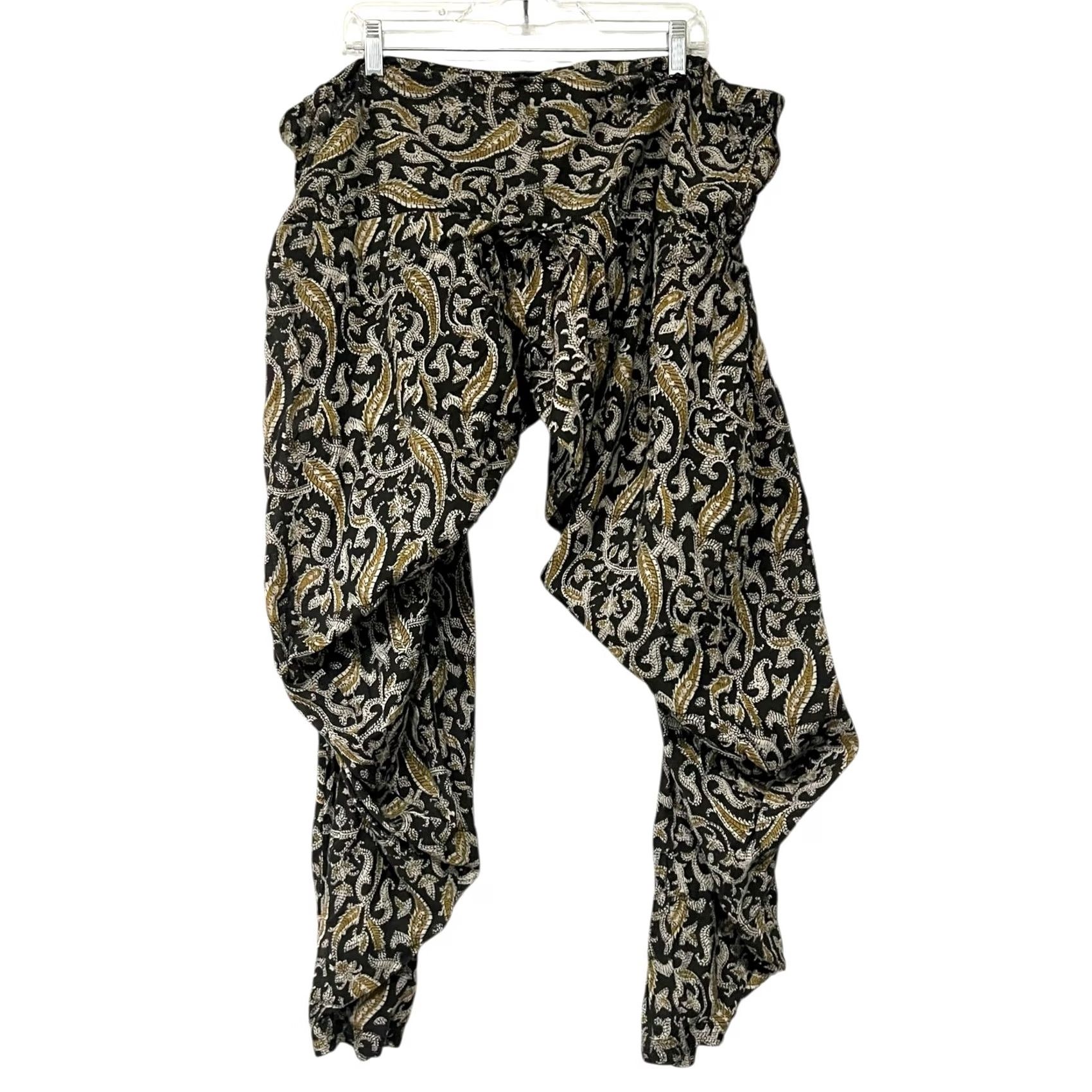 HARE Fabindia Women’s Harem Pants Cotton Printed Kalamkari Salwar Yoga Drawstring M Size 32" / US 10 / IT 46 - 4 Thumbnail