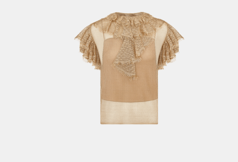 o1w1db10525 314S06 Frilled Top Sweater in Gold