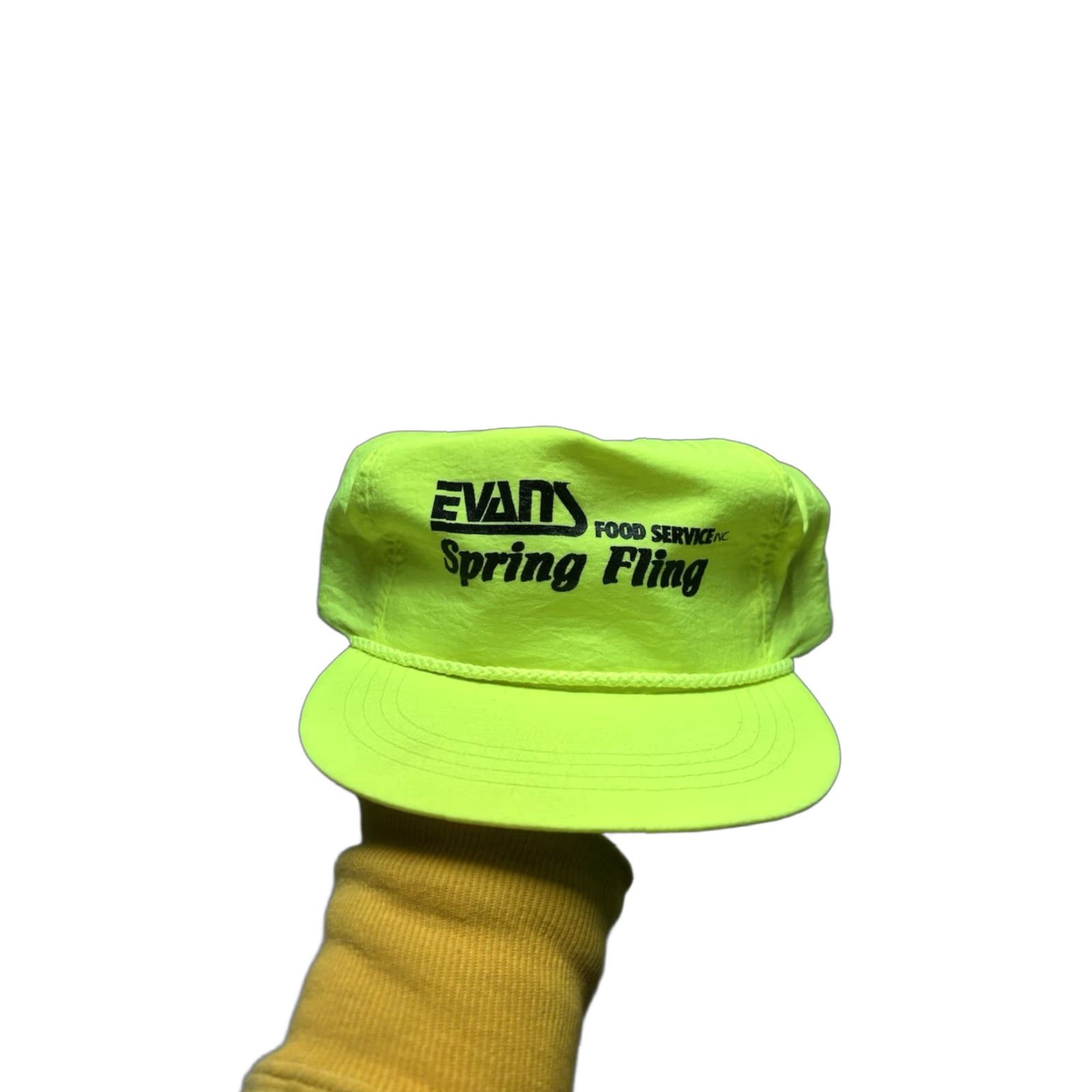 Vintage VINTAGE Evans SnapBack Hat Cap Mens Adjustable Nylon Neon Yellow Hi Vis Yellow Cap Size ONE SIZE - 1 Thumbnail