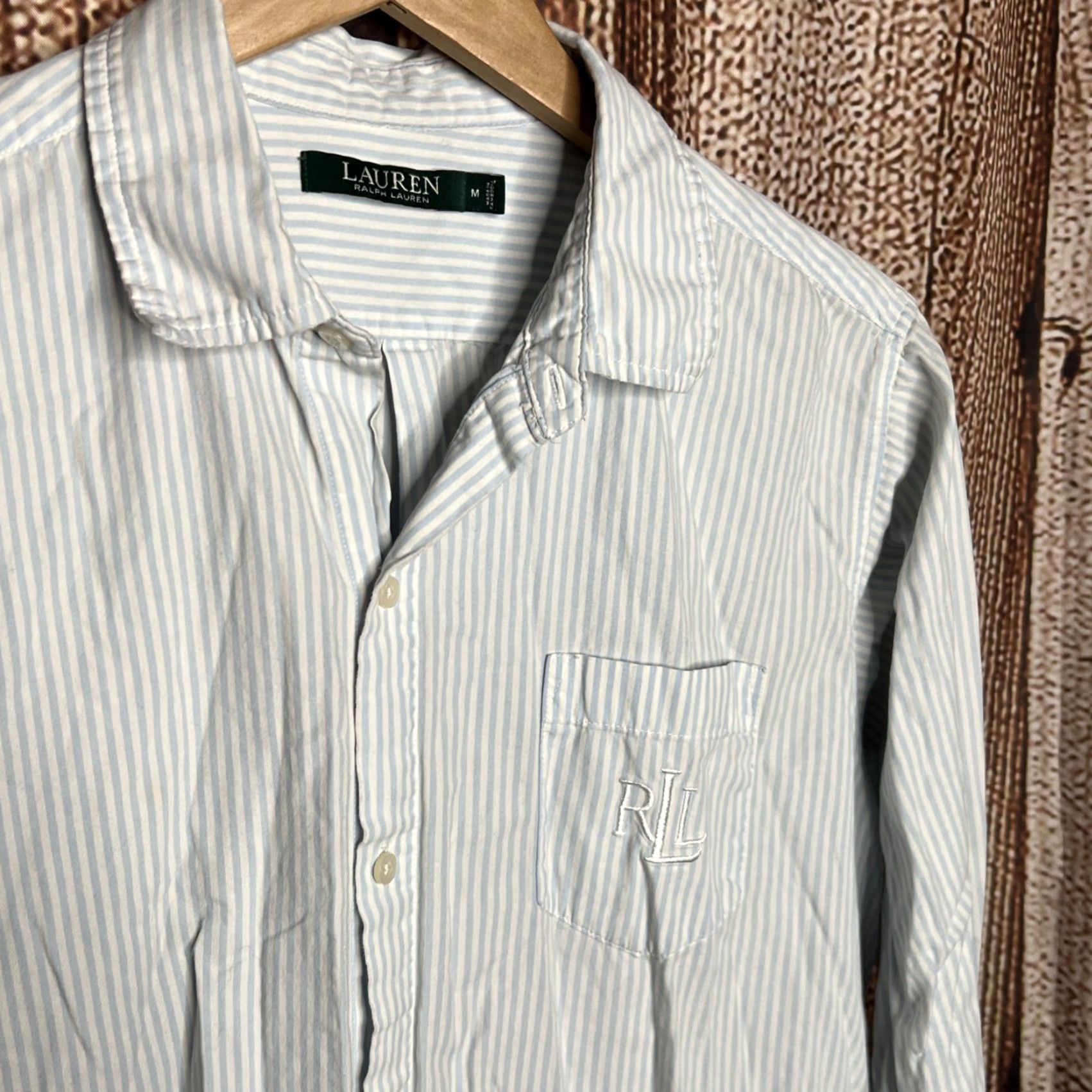 Ralph Lauren Lauren Ralph Lauren Shirt Womens M Blue Striped Pajama Button Logo Monogram Sleepshirt Christmas Preppy Princess Vintage: No Size ONE SIZE - 2 Thumbnail