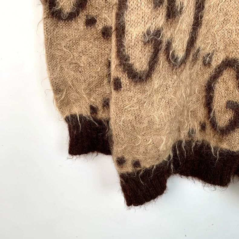 Gucci Gucci Brown logo jacquard full-print horsehair V-neck long Size US S / EU 44-46 / 1 - 5 Thumbnail