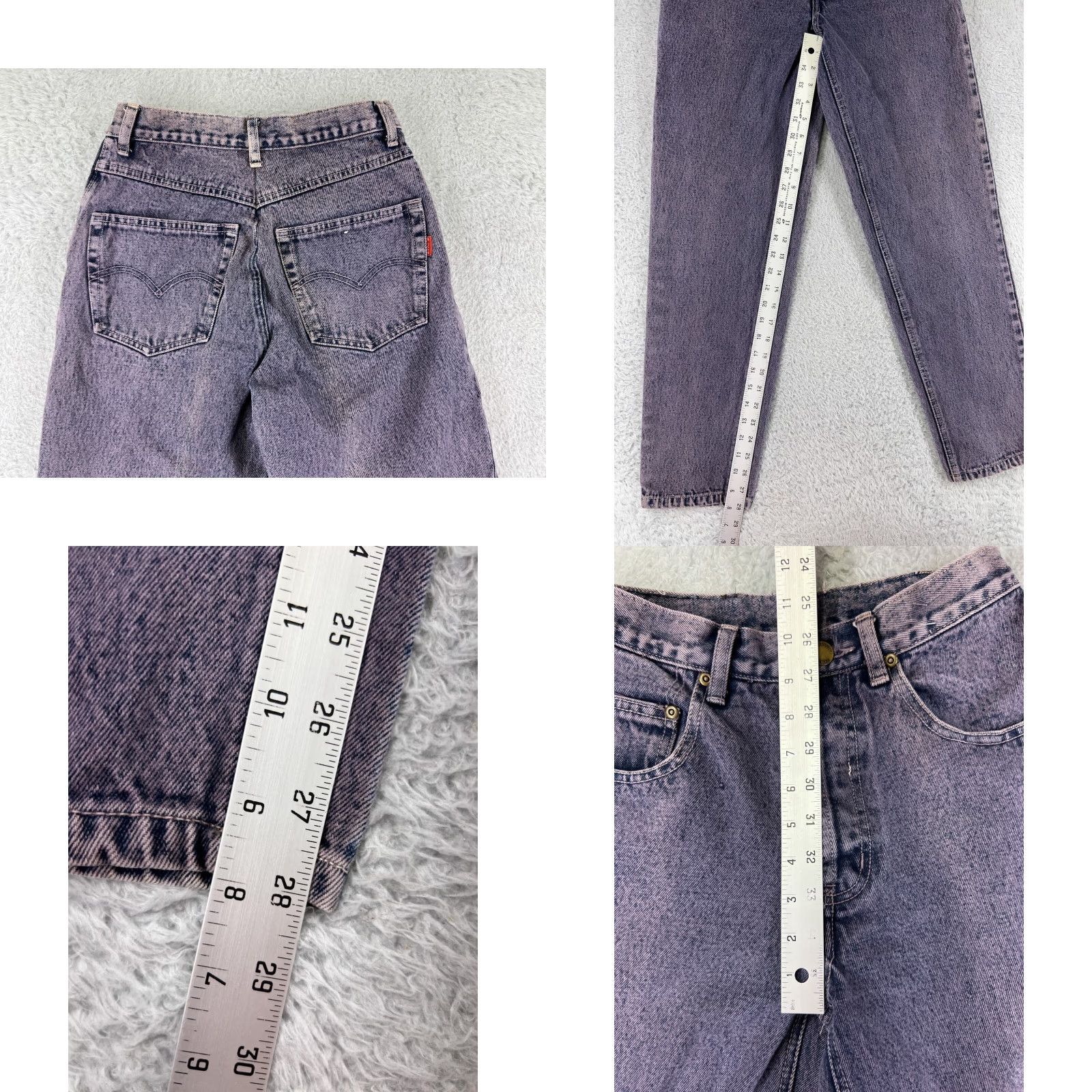 Denime VINTAGE Alkam Jeans Womens Purple Denim 28 80s 90s Hip Hop Button Fly Straight 5-Pocket Design Regular Stretch Cotton Denim Woman Clothes Shoes Size 28" / US 6 / IT 42 - 8 Thumbnail