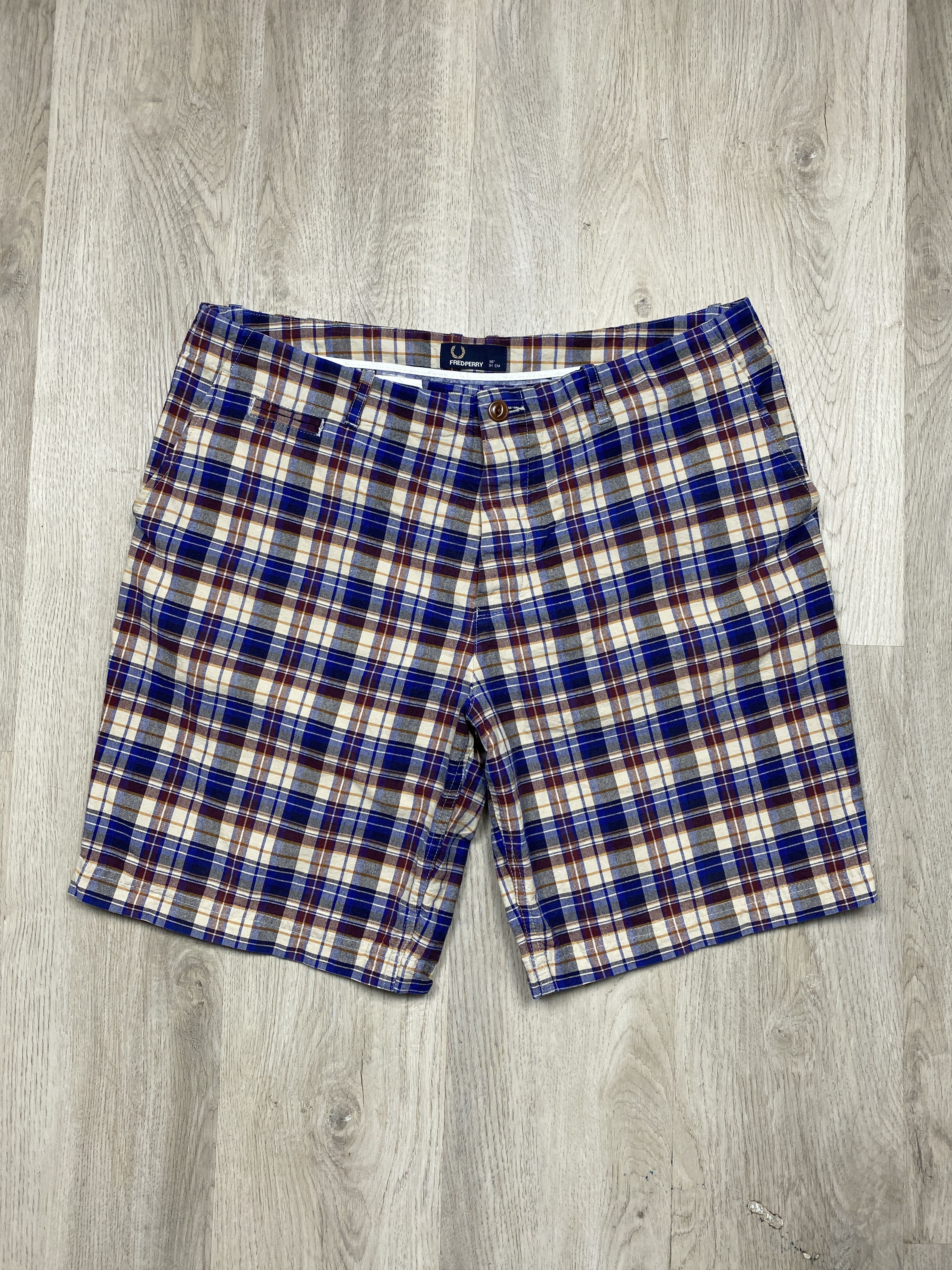 Fred Perry × Vintage Fred Perry Vintage Mens Plaid Shorts Size US 36 / EU 52 - 1 Thumbnail