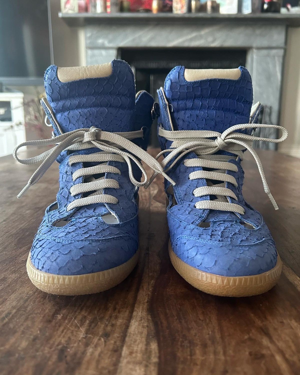 Maison Margiela Maison Margiela Embossed Suede Cut Out Hightop Sneakers Size US 4 / IT 34 - 2 Thumbnail