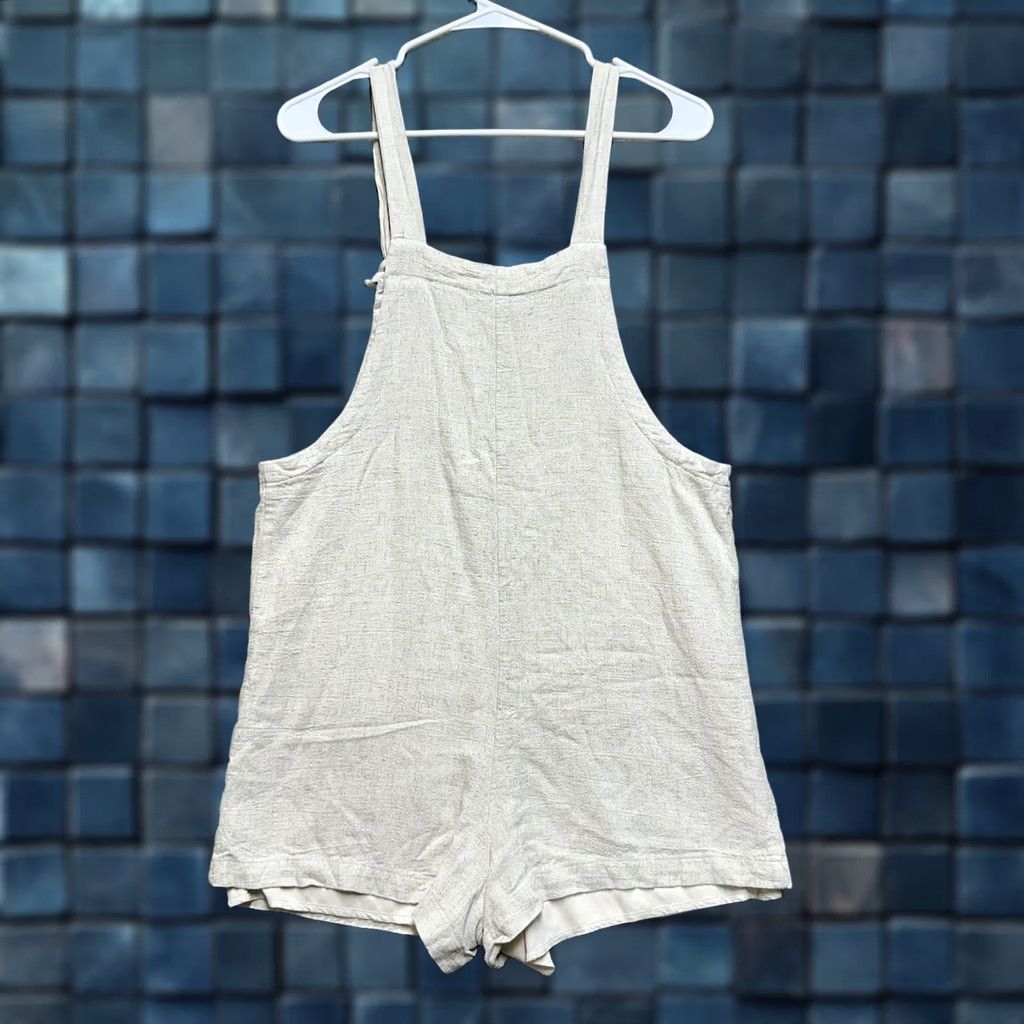 Vintage Altar'd State Romper Womens Small Beige Rayon Linen Sleeveless Pockets Summer Beige Pockets Bodysuit? Size 28" / US 6 / IT 42 - 1 Thumbnail