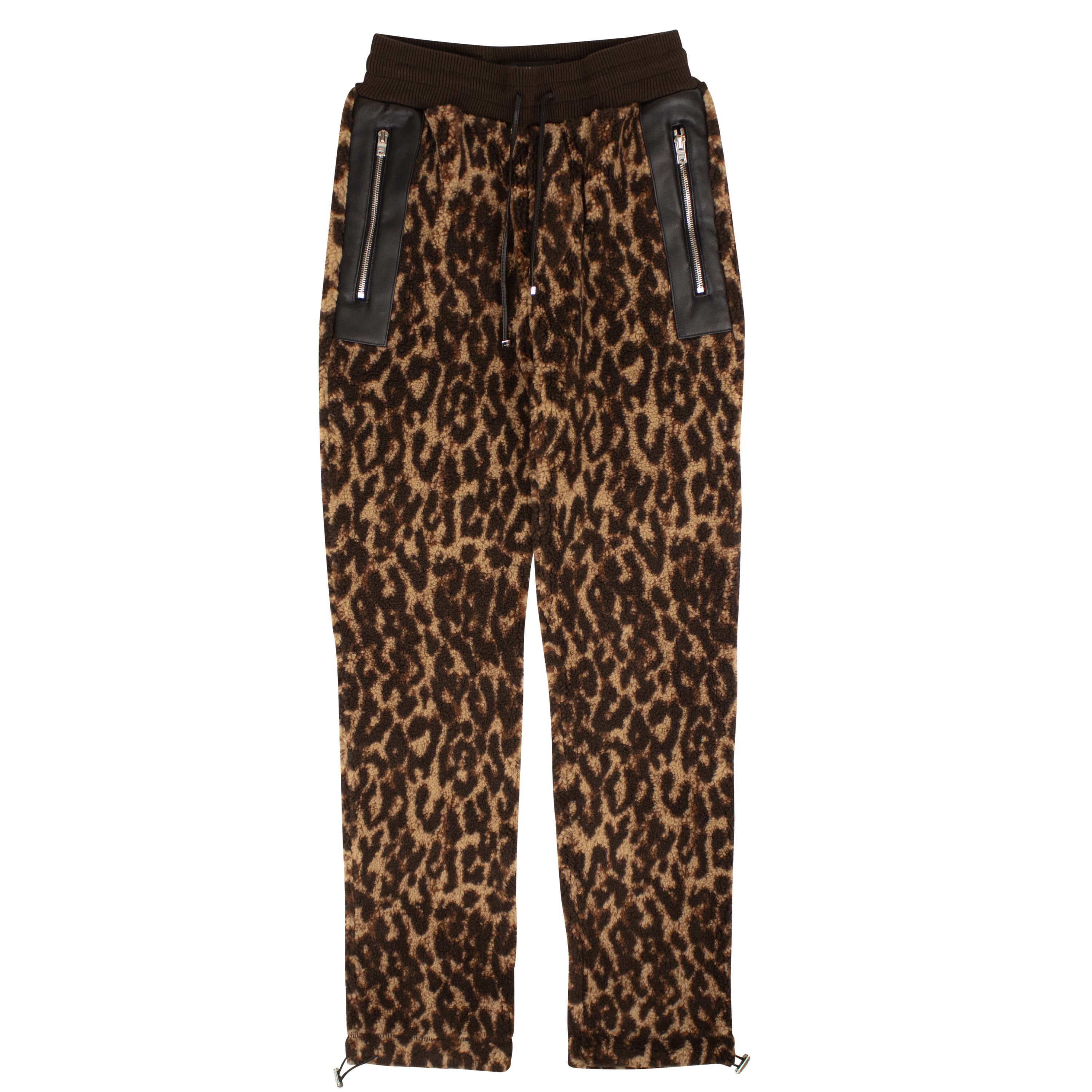 image of Amiri Black Printed Leopard Fleece Pants Size L, Men's