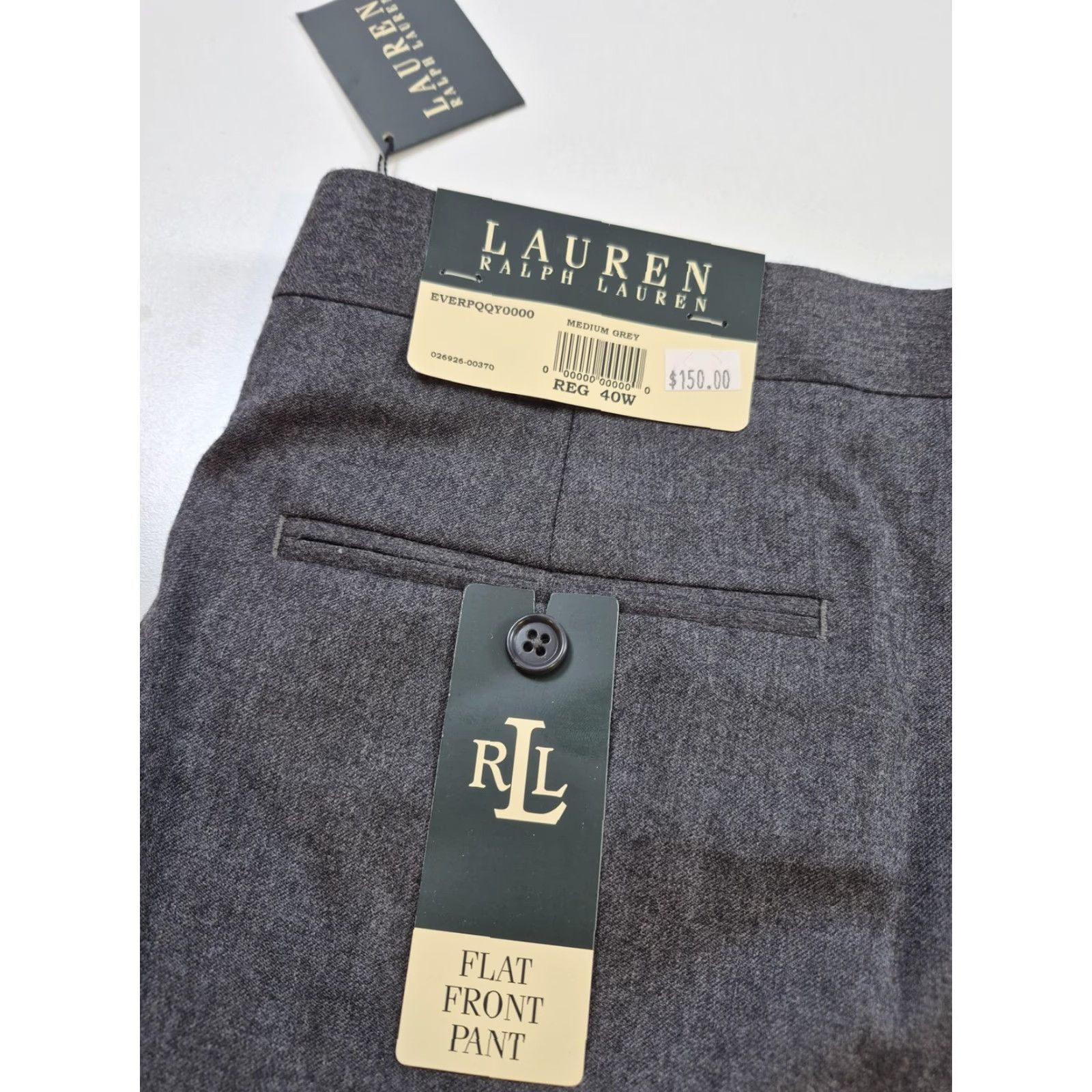 Ralph Lauren LaurHerren Ralph Lauren Dress Pants Mens 40x37 Gray Wool Flat Front NWT Unhemmed Size US 40 / EU 56 - 5 Thumbnail