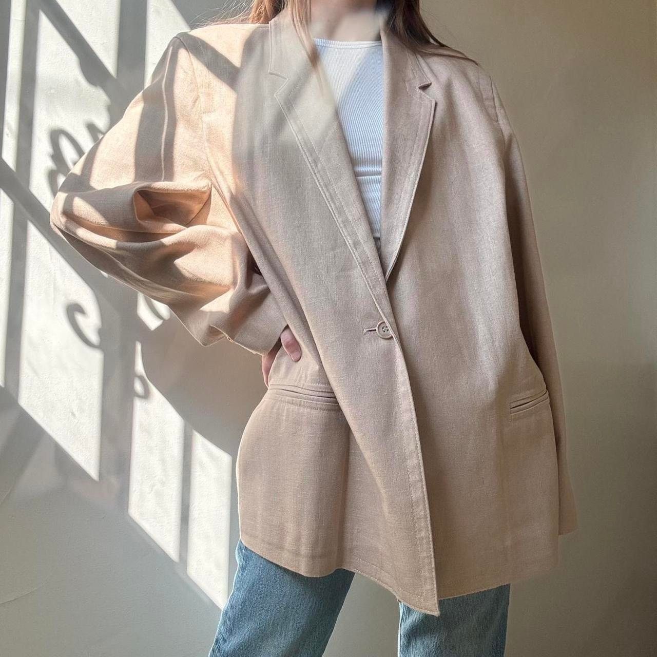 Vintage Alicia Tan Linen Oversized Blazer 18 Preppy Oversized Size XXL / US 16-18 / IT 52-54 - 7 Thumbnail