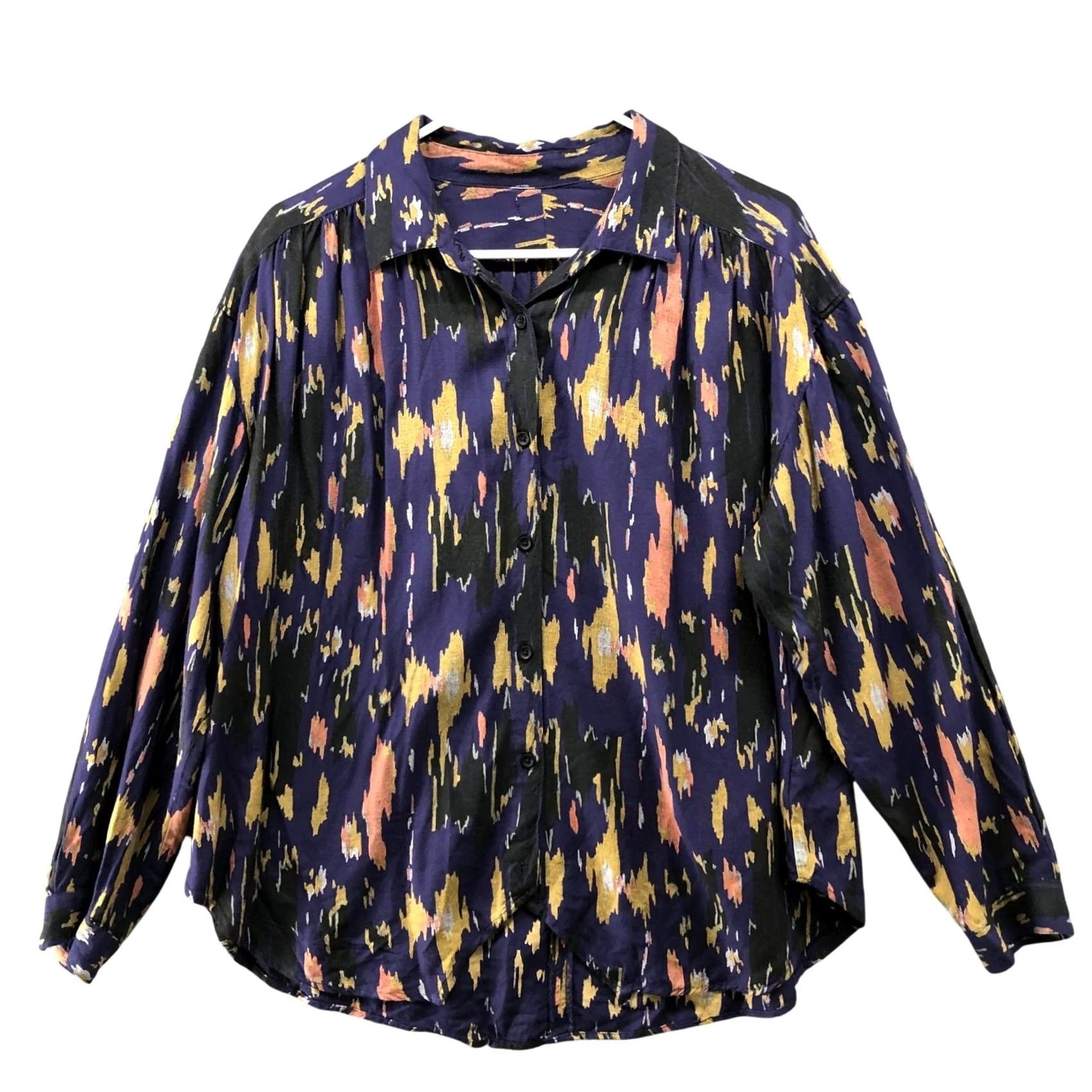 Urban Outfitters Urban Outfitters Button-Up Shirt Womens L Printed Relaxed Boho Long Sleeve Button-Up Shirt Casual Multicolor Rayon Viscose Bohemian Tribal Logo: UO Size L / US 10 / IT 46 - 2 Thumbnail