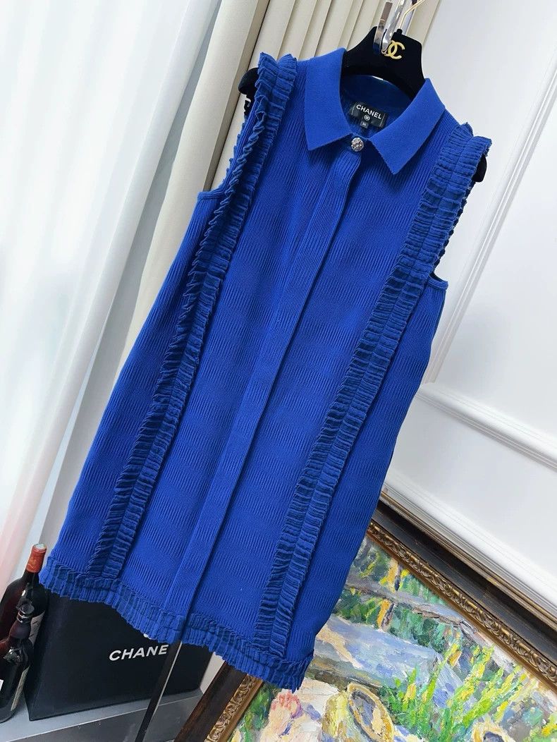 Chanel Chanel Terminal series royal blue pleated lace vest dress Size XS / US 0-2 / IT 36-38 - 1 Thumbnail
