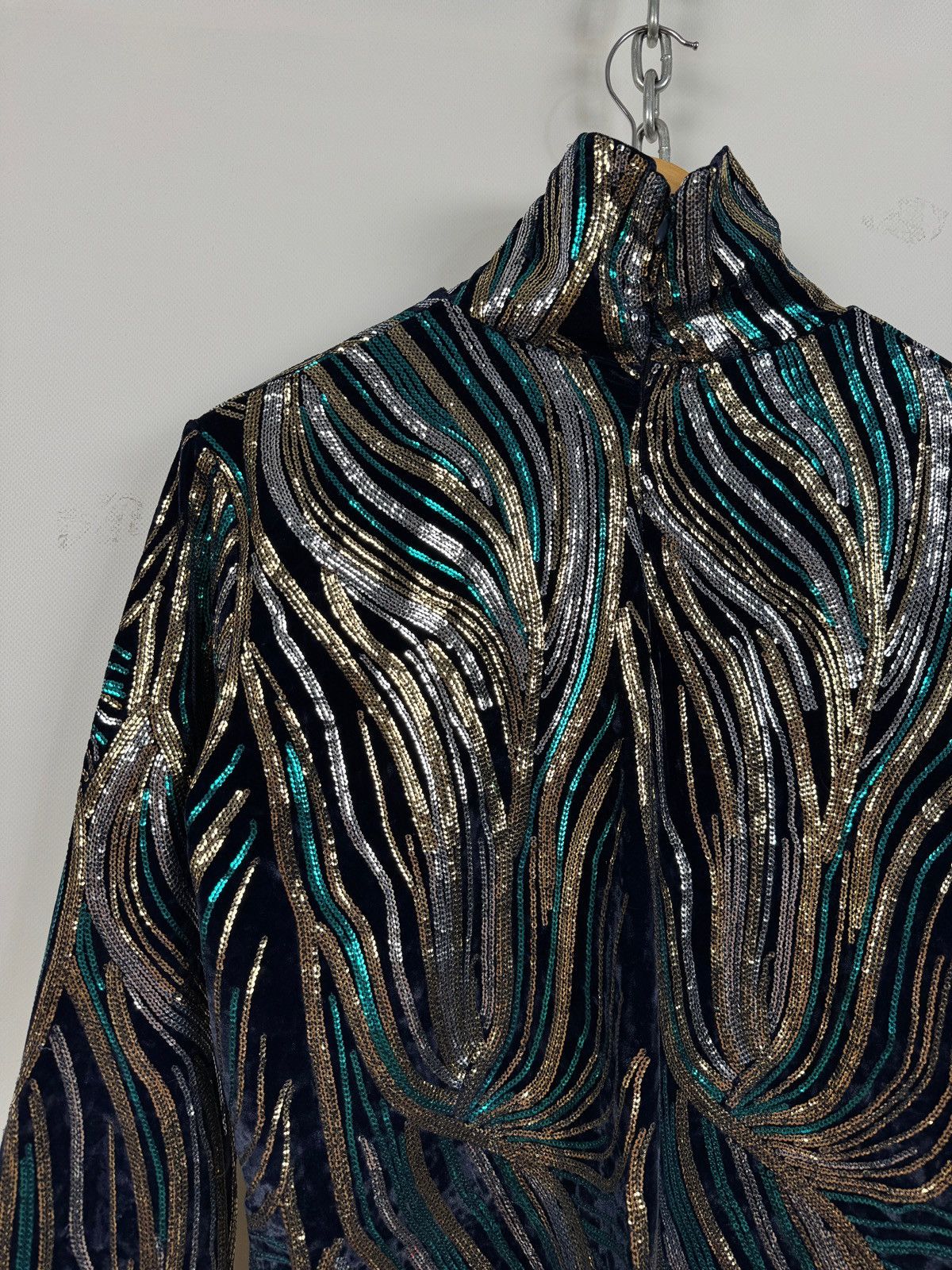 Dries Van Noten Dries Van Noten Sequin Velvet High Neck Top Size M / US 6-8 / IT 42-44 - 16 Thumbnail