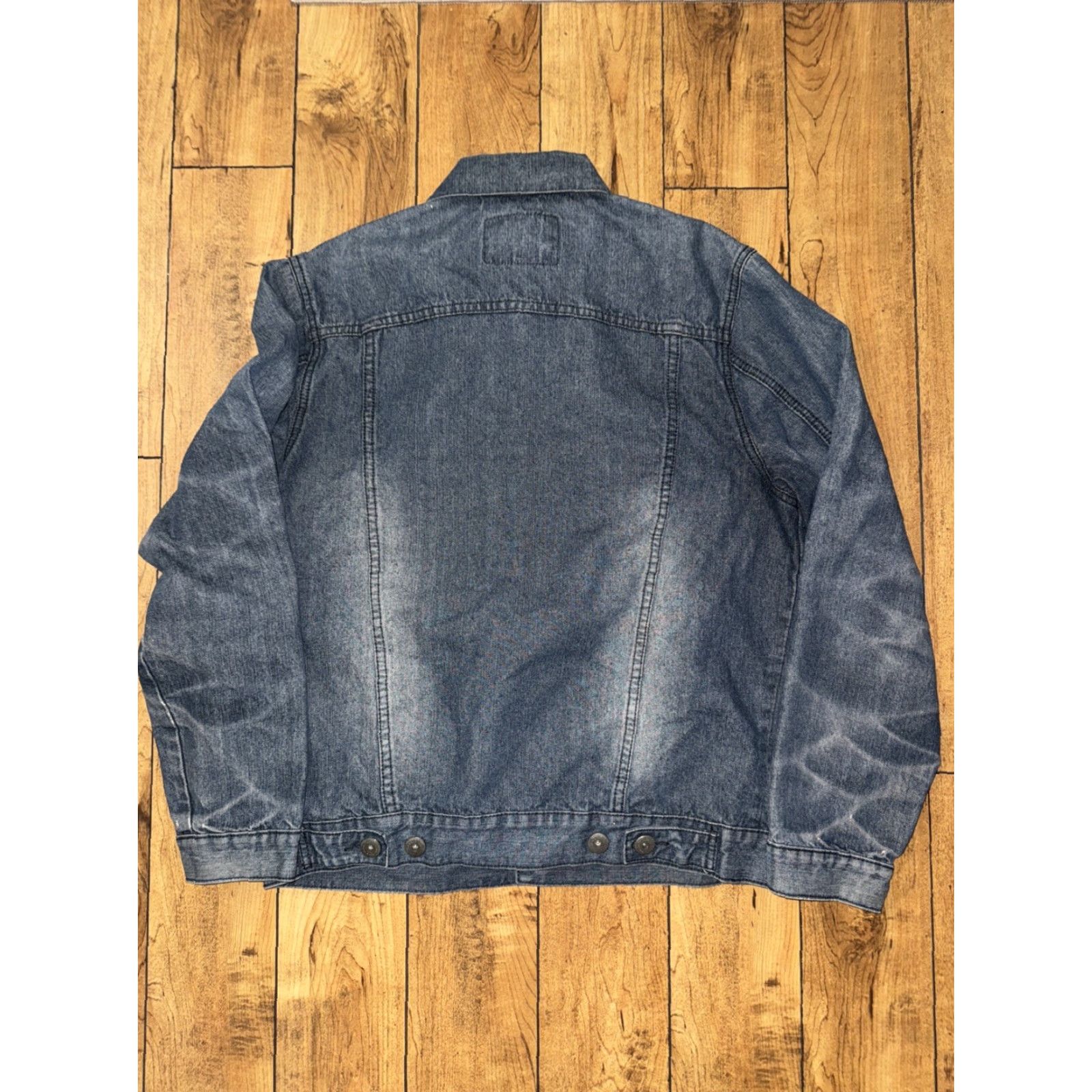 Denime VINTAGE Genes Denim Trucker Jacket Men's Large Blue 22x26 Synch Back Honeycomb Fade USA Style Size US L / EU 52-54 / 3 - 5 Thumbnail