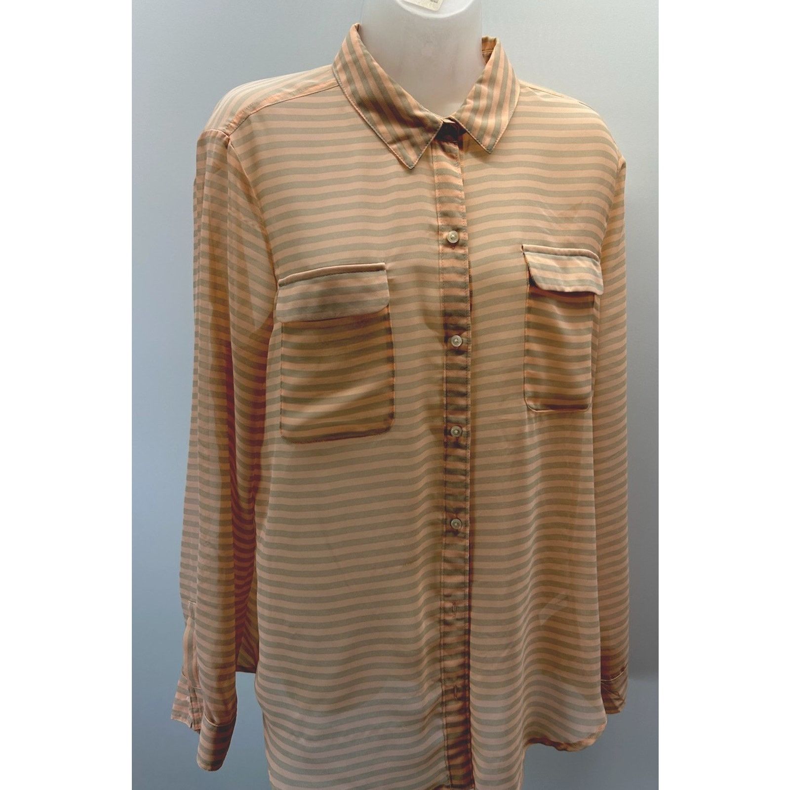 Old Navy WOMEN'S OLD NAVY SHEER PEACH/GRAY SHIRT SIZE L Size L / US 10 / IT 46 - 1 Thumbnail