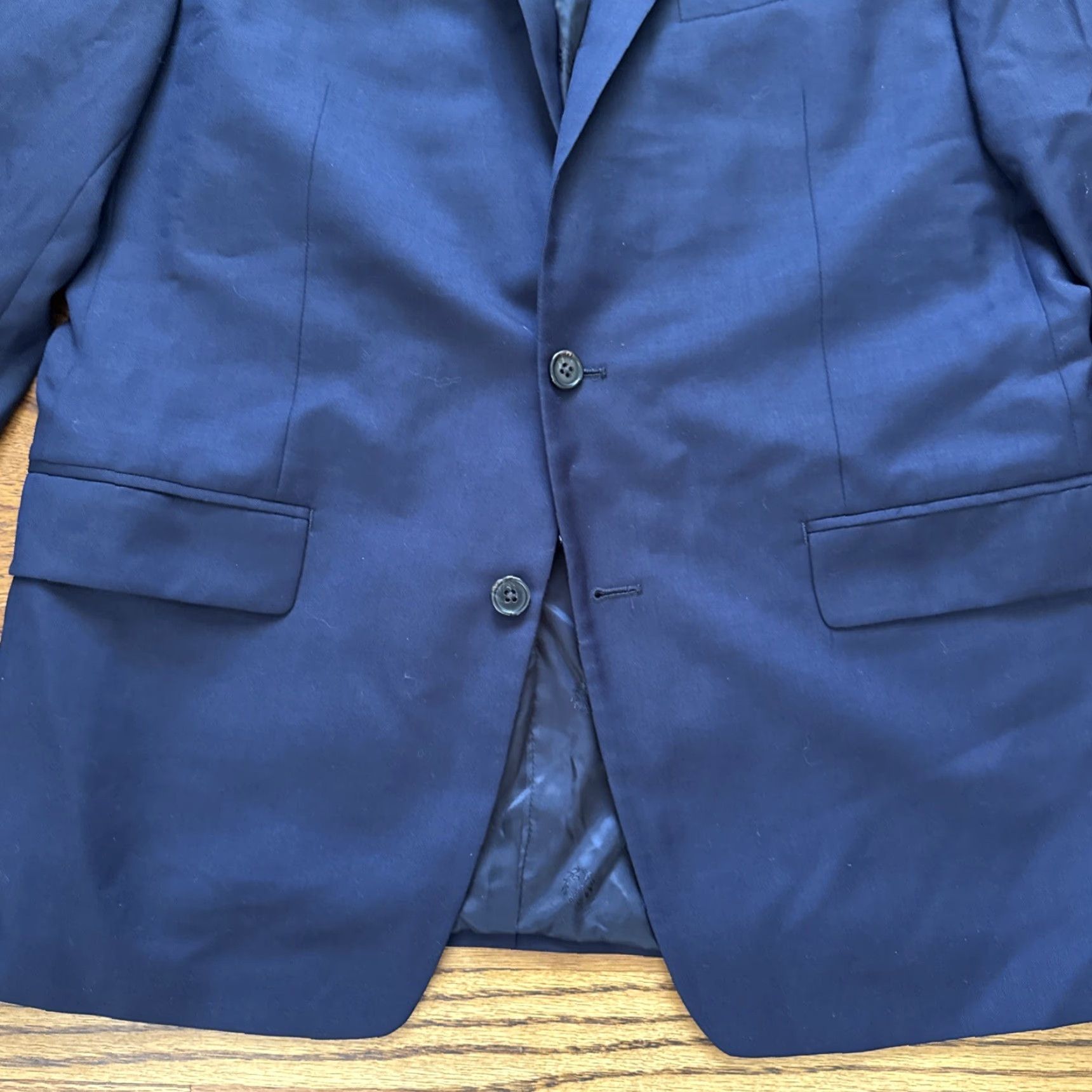 Ralph Lauren Ralph Lauren Black Label Mens Navy Blue Suit 44L 2 Piece Wool Wool Jacket Flat Front Athletic Regular 2 Button 4-Button Sleeve Jeans? Size 44R - 3 Thumbnail
