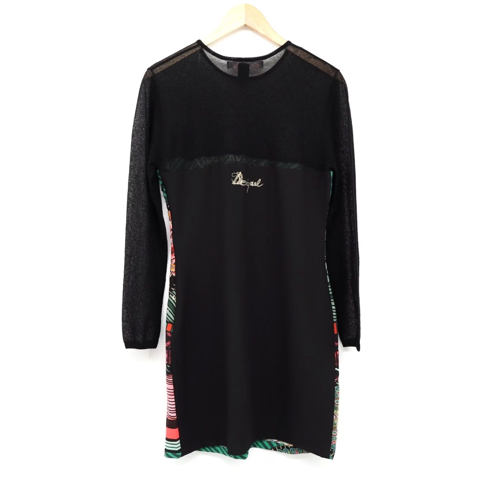 Desigual Desigual Women’s Medallion Print Sheer Top Dress Black Multi Art Wear Sz 10 Size L / US 10 / IT 46 - 2 Thumbnail