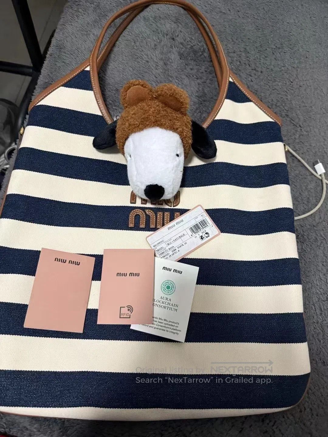 Miu Miu MIU MIU Ivy Stripe Canvas Tote Bag. Size ONE SIZE - 1 Thumbnail
