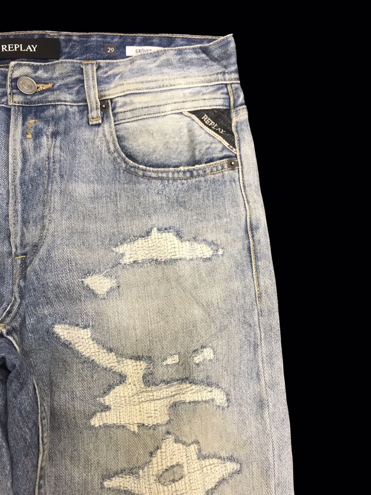 Replay 💥DENIM ART💥REPLAY CRAZY BORO PATCHWORK DENIM F189 Size US 32 / EU 48 - 4 Thumbnail
