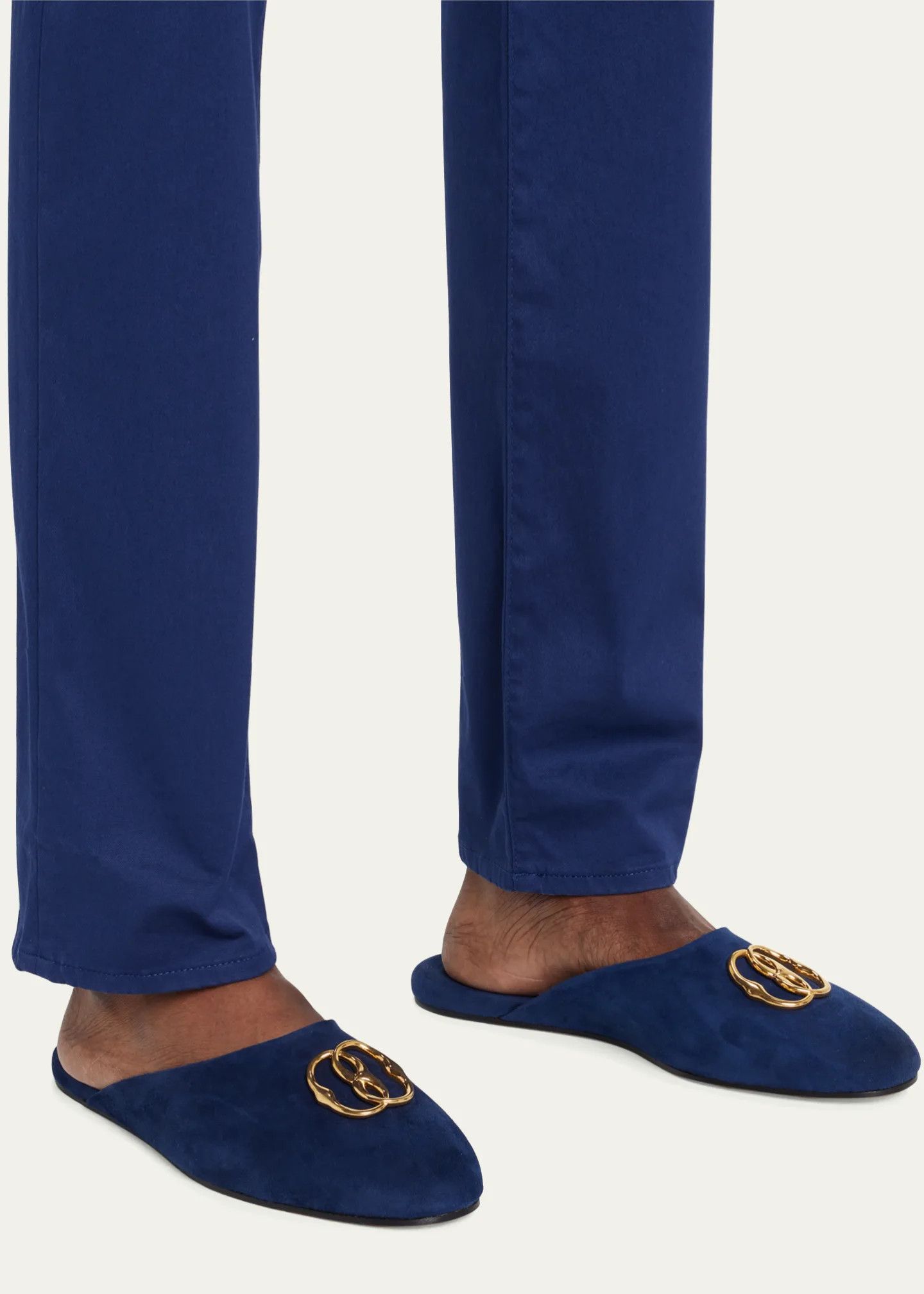 Bally $765 San Fernando Blue Velvet slippers Size US 10 / EU 43 - 1 Thumbnail