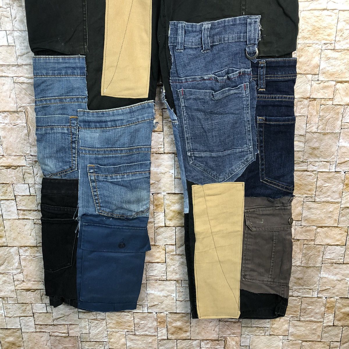 Japanese Brand Navy Produce custom patchwork Cargo Multipocket Pants #A139 Size US 34 / EU 50 - 7 Thumbnail
