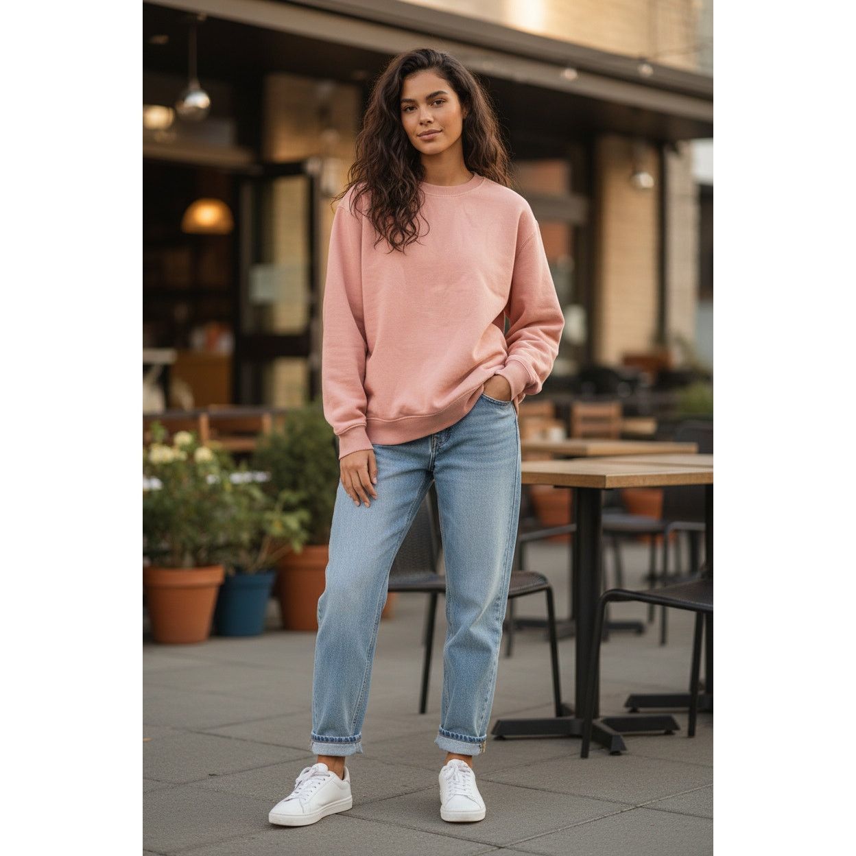 The Unbranded Brand Goodfellow French Terry Crewneck Pullover Sweatshirt Pink XL Size XL / US 12-14 / IT 48-50 - 1 Thumbnail