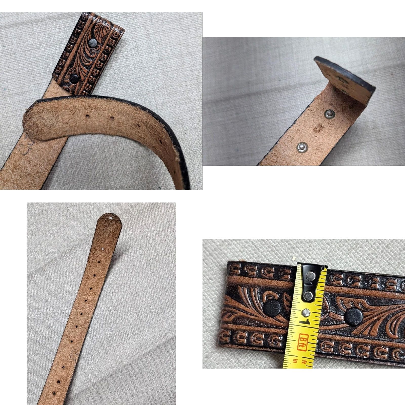 Vintage VINTAGE handcrafted western belt belt brown leather 30 Men Horseshoes buckle western pattern Mens Size 30 - 8 Thumbnail