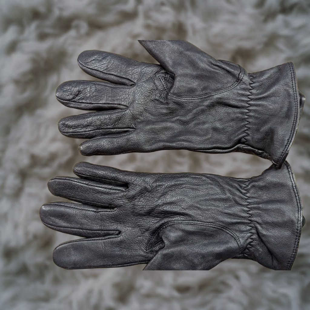 Vintage Genuine Leather Womens Gloves Size 7.5 Black Winter Lined Glove Ladies Fleece Lining Size M / US 6-8 / IT 42-44 - 1 Thumbnail