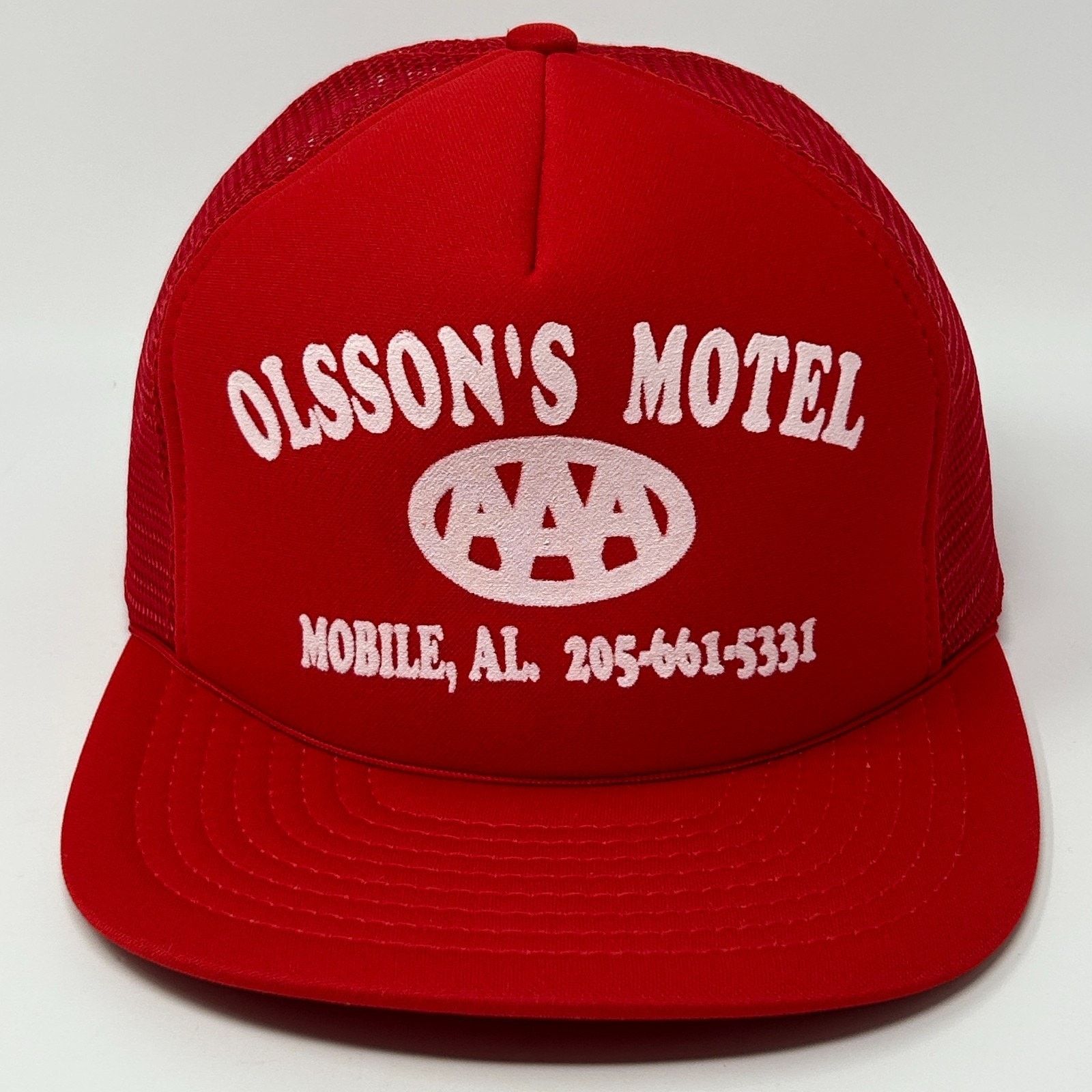 Vintage Vintage Olssons Motel Trucker Hat Cap Red 80s Mobile Alabama Size ONE SIZE - 9 Thumbnail