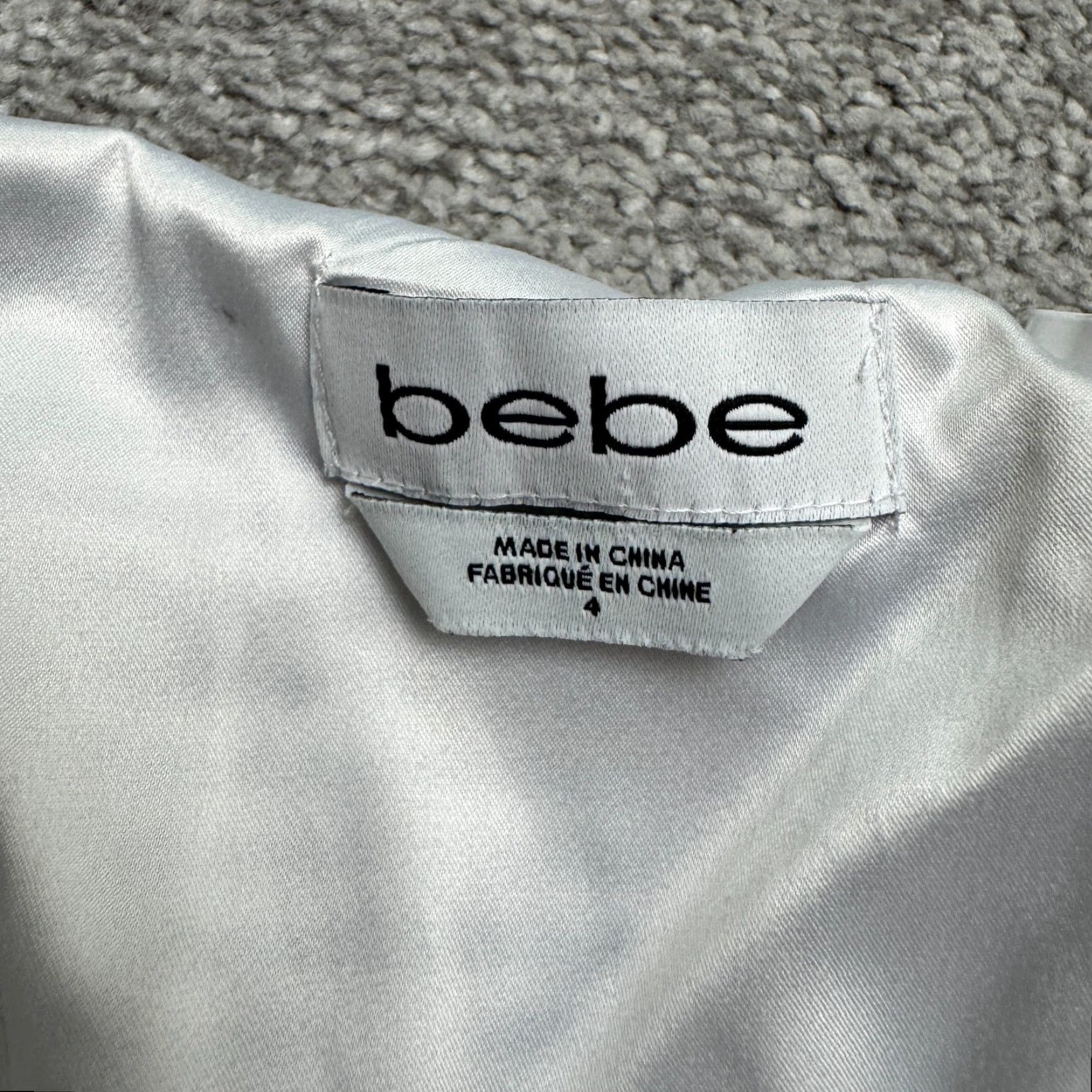 Bebe BeBe Womens Mini Dress Off Shoulder Puff Sleeve 4 Blue White Striped Stretch Size S / US 4 / IT 40 - 7 Thumbnail