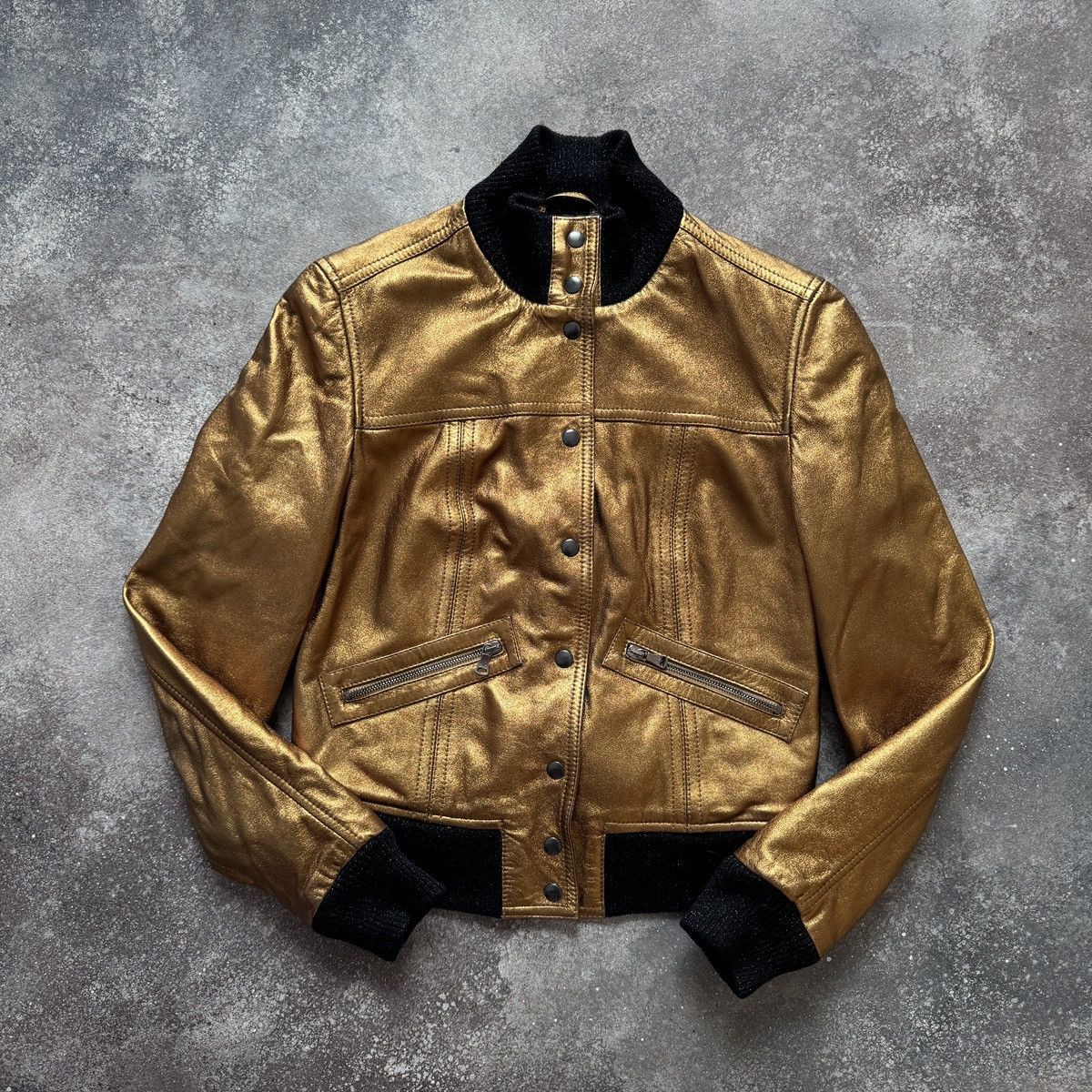 Dolce & Gabbana D&G Dolce & Gabbana Vintage Gold Leather Bomber Jacket Size M / US 6-8 / IT 42-44 - 13 Thumbnail